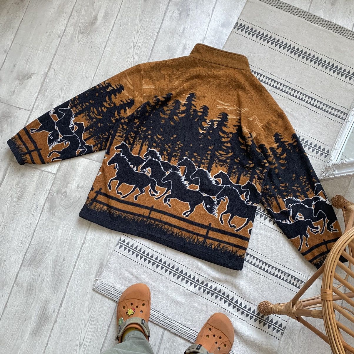 The Mountain 🐎Vintage 90's Horse Print Fleece Jacket Light Y2K polar Size US XL / EU 56 / 4 - 7 Thumbnail