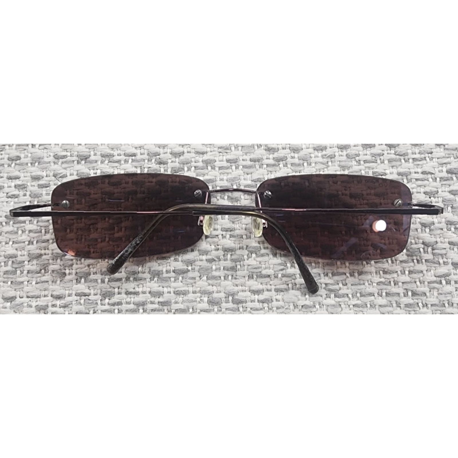 Vintage VINTAGE REVO Sunglasses 3044 Brown Polarized Rimless 56[]17-120 Made in Italy Mens Square Metal Case Included Size ONE SIZE - 3 Thumbnail