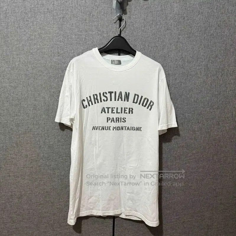 Dior White Cotton Logo Men's T-Shirt .