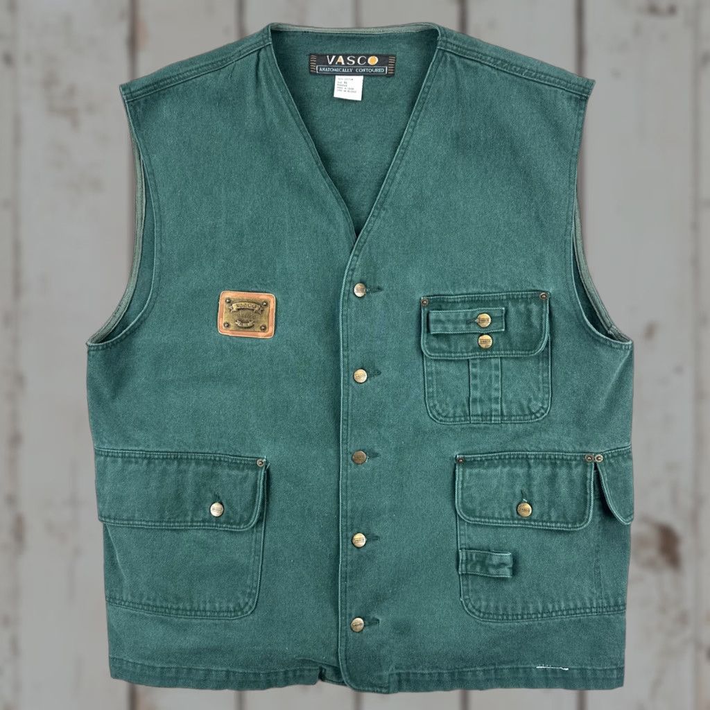 Vintage VINTAGE Vasco Vest Shirt XL Green Cotton Button Up Multiple Pockets Men AC Vintage Classic Outdoor Hunting Hiking Size US XL / EU 56 / 4 - 1 Thumbnail