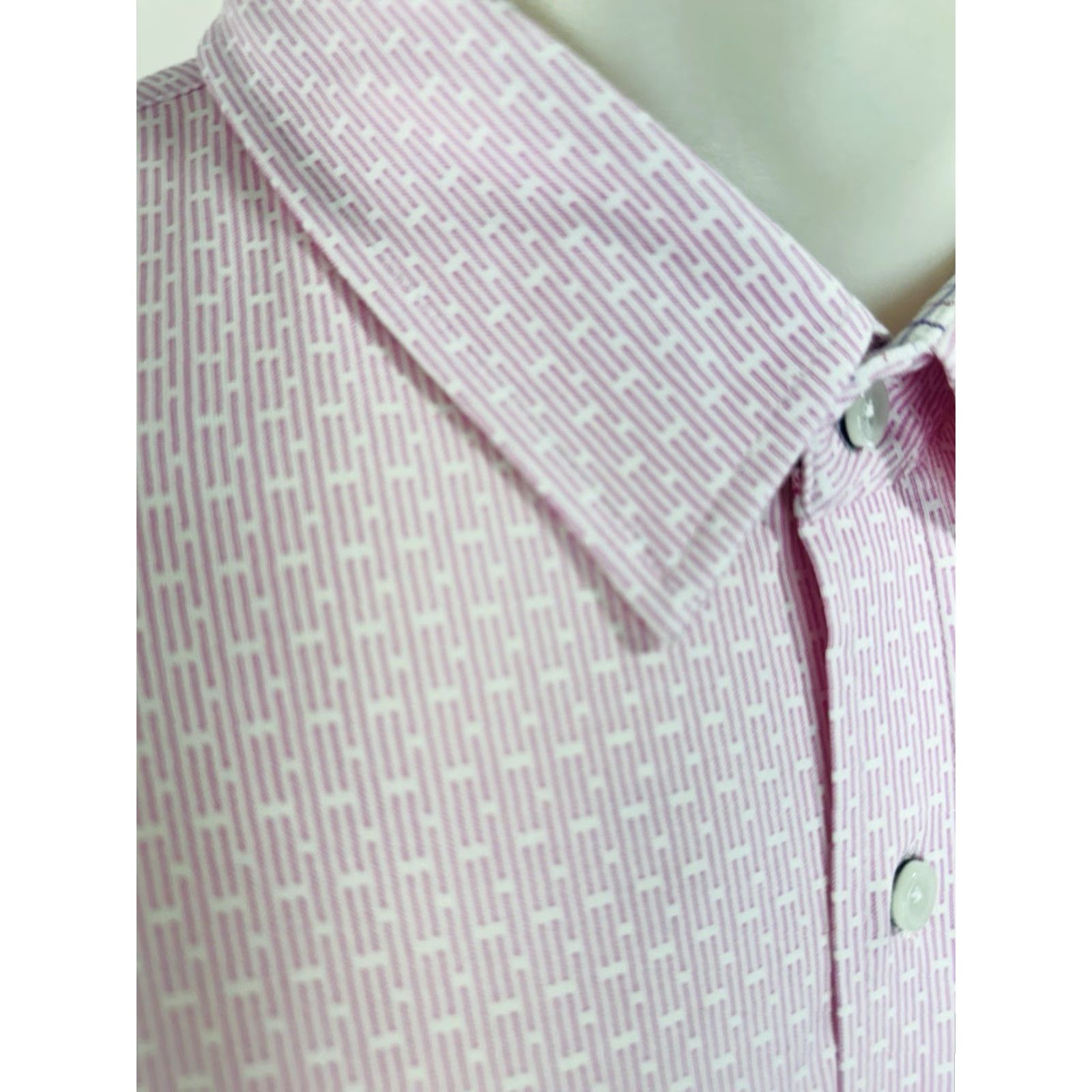 Buttero Buttercloth Shirt 2XL Pink Geometric Stripes Cotton Button-Up Long Sleeve Mens Size US XXL / EU 58 / 5 - 2 Thumbnail