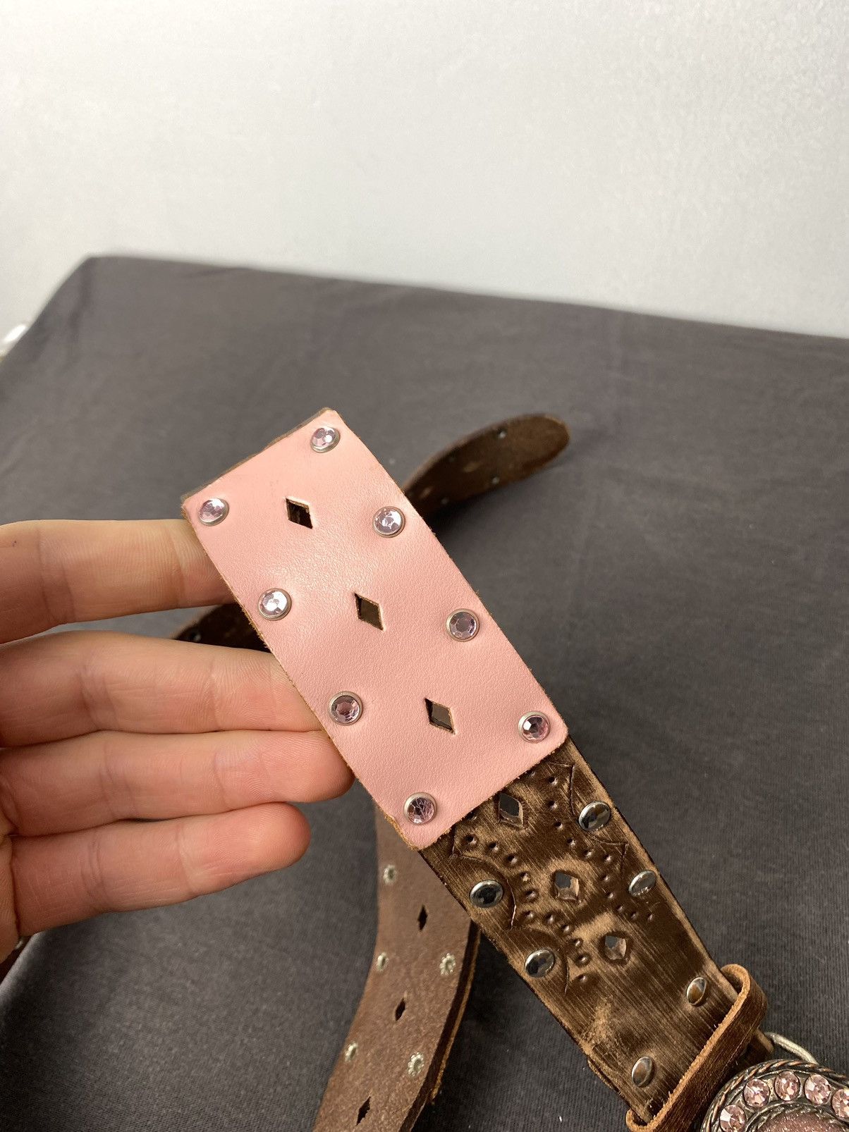 Cowboy Equipment Italy Made Vintage Belt Cowboy Style Rhinestones Patchwork Size ONE SIZE - 6 Thumbnail