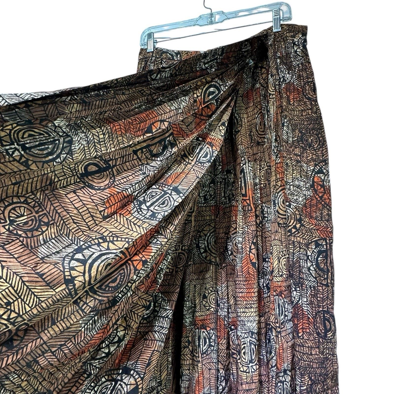 Ellen Tracy Linda Allard for Ellen Tracy Silk Abstract Tribal Skirt 10 Size 32" / US 10 / IT 46 - 3 Thumbnail