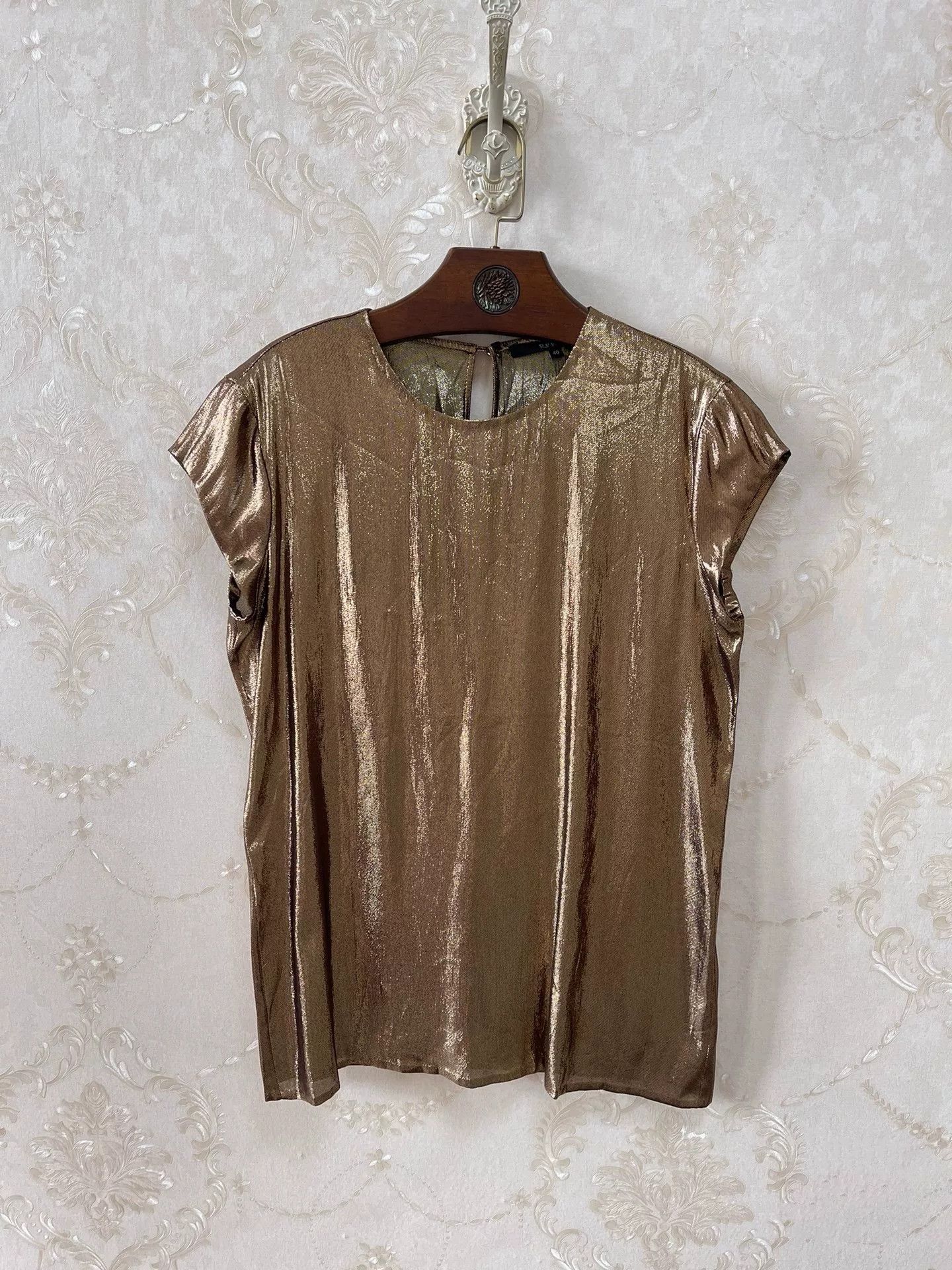 Gucci Gucci Runway Gold Silk Blend Top Size S / US 4 / IT 40 - 1 Thumbnail