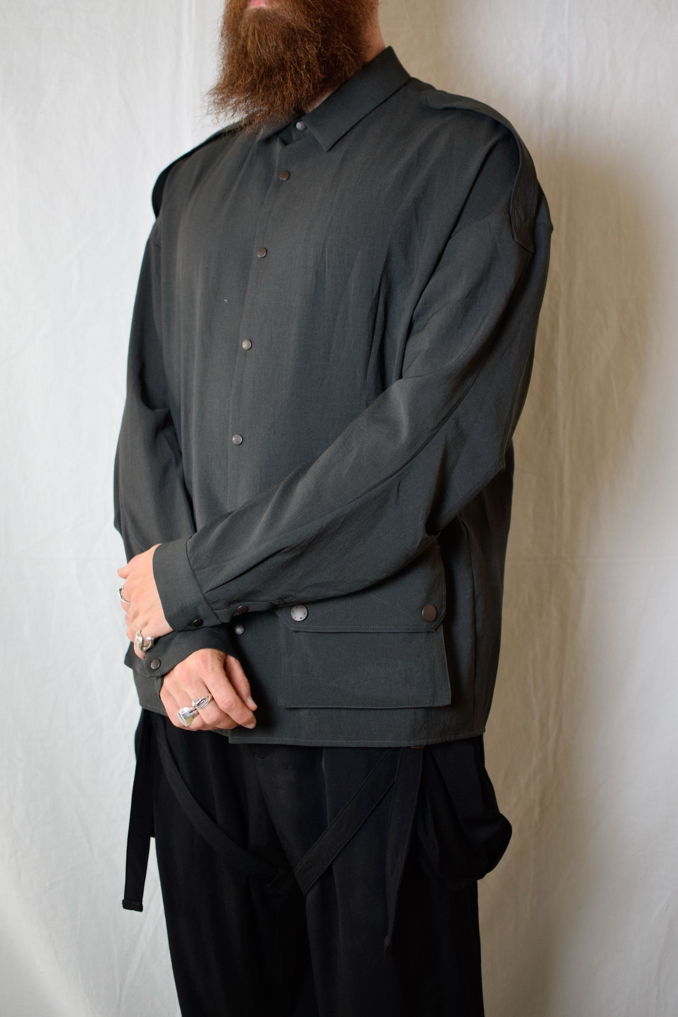 Devoa Devoa SS25 Sample Gray Hybrid Shirt - SHC-LSRSP Size US L / EU 52-54 / 3 - 4 Thumbnail