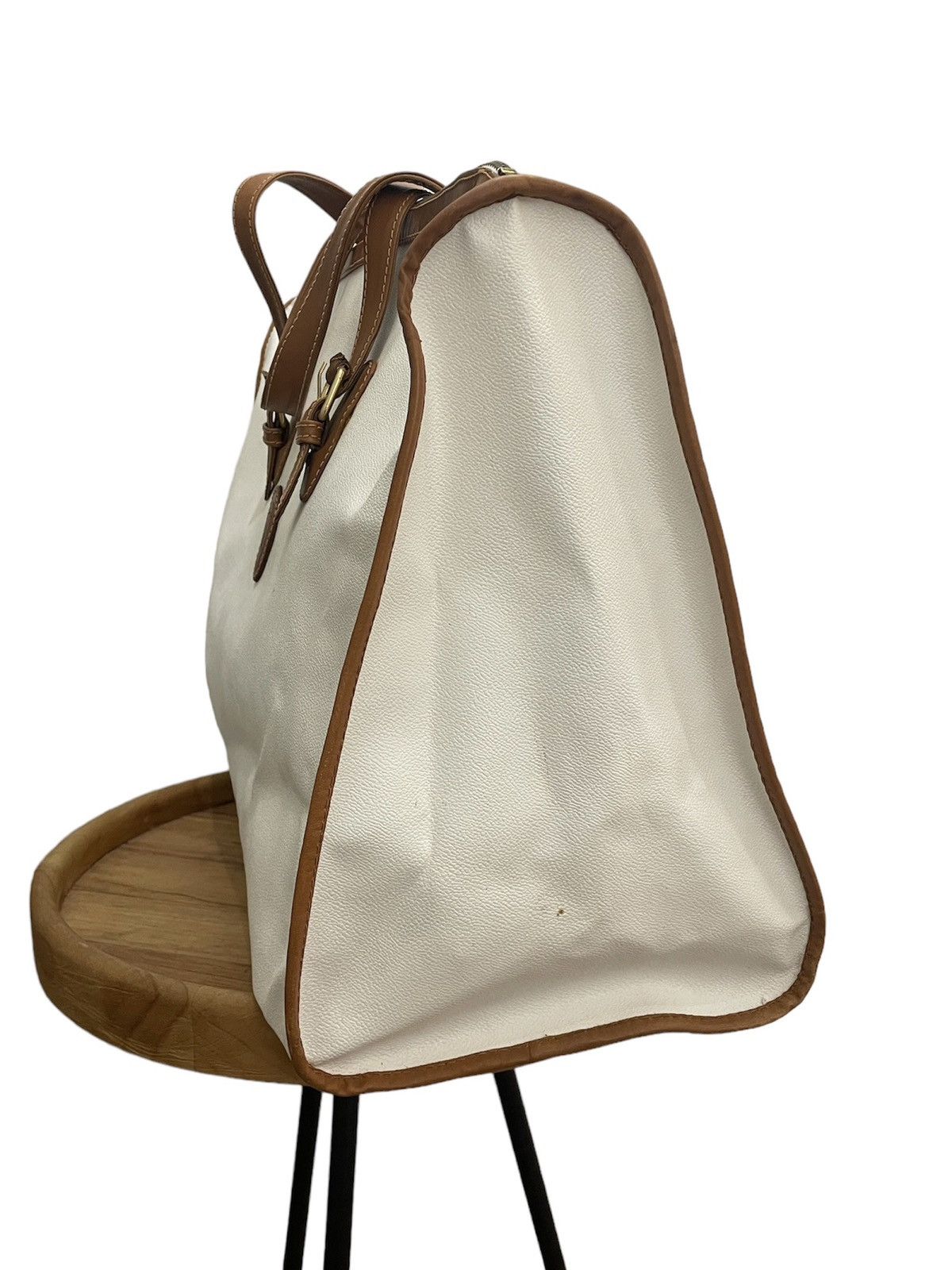 Trussardi × Vintage 80s Trussardi Italy Canvas Leather Travel Bag | Old Money Size ONE SIZE - 7 Thumbnail