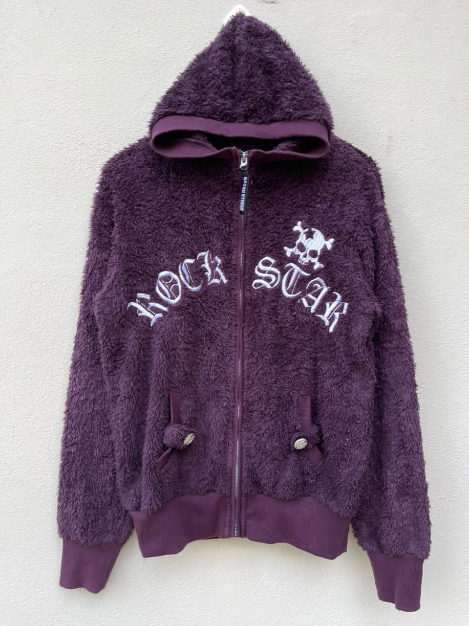 Batsu Studio Rock Star Skull Fleece Sherpa Hoodie Jacket