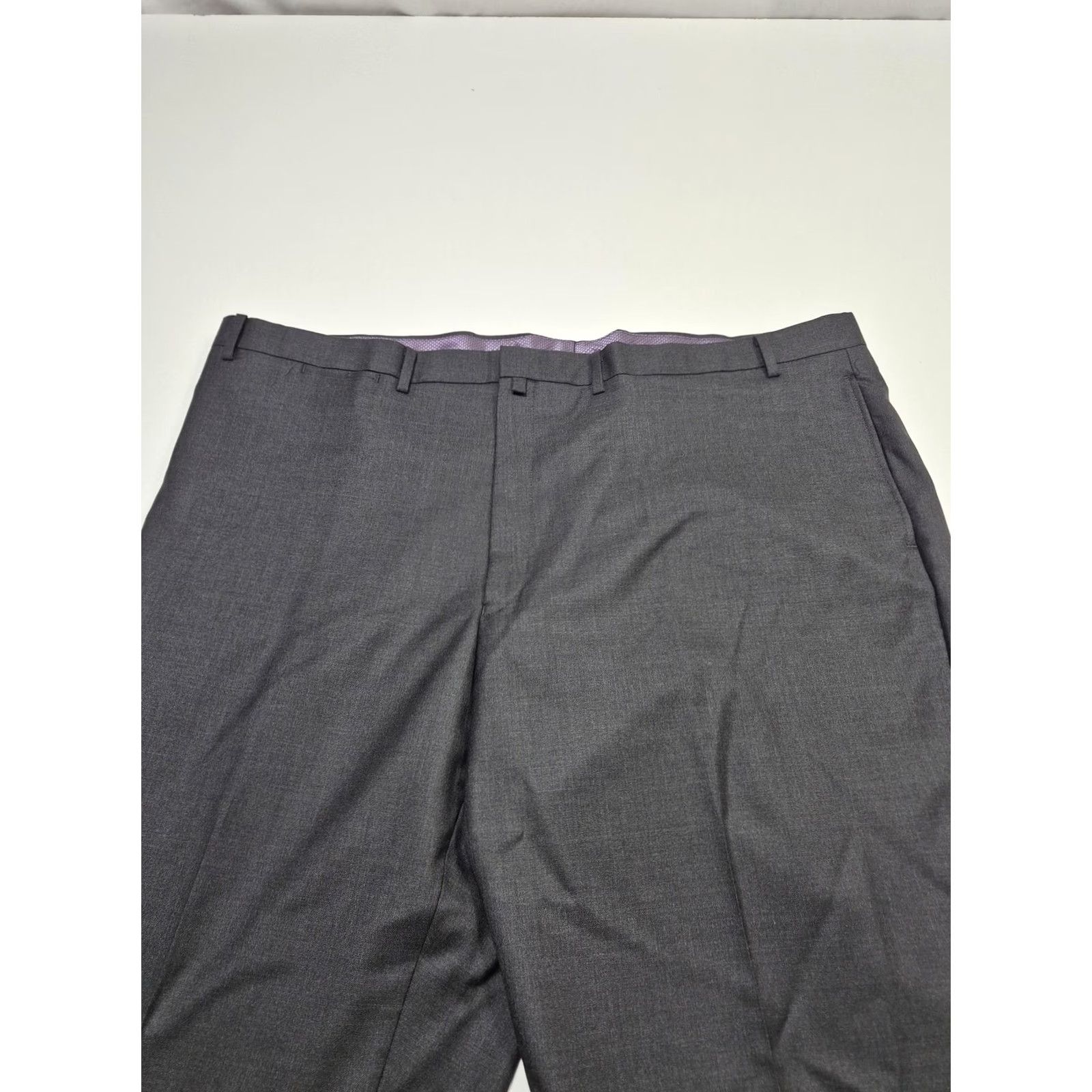 Tallia Tallia Wool Suit Pants Mens 46x38 Gray Charcoal Flat Front Dress NWT Size 46R - 2 Thumbnail
