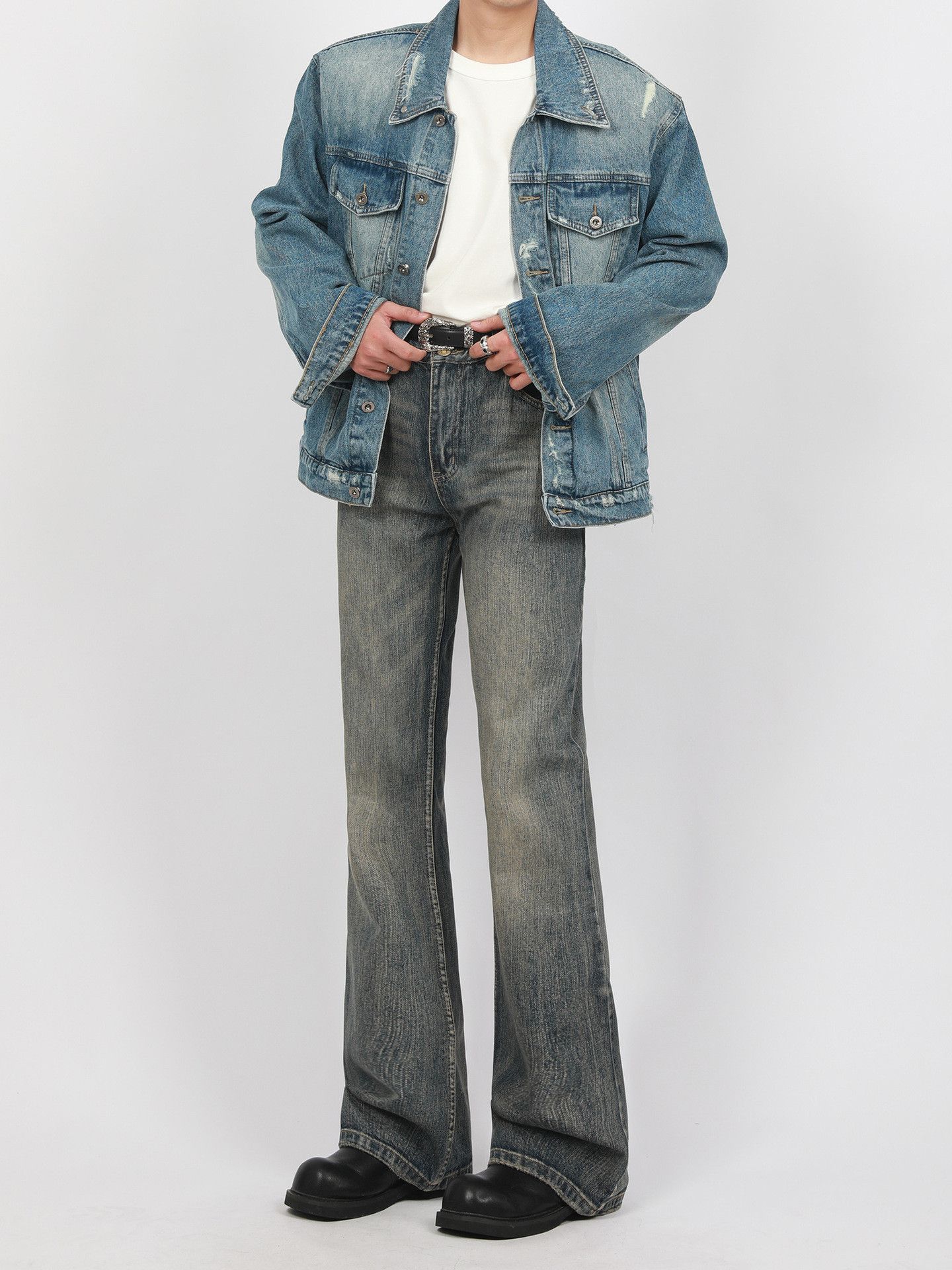 Japanese Brand Retro loose high street micro flared jeans Size US 30 / EU 46 - 3 Thumbnail