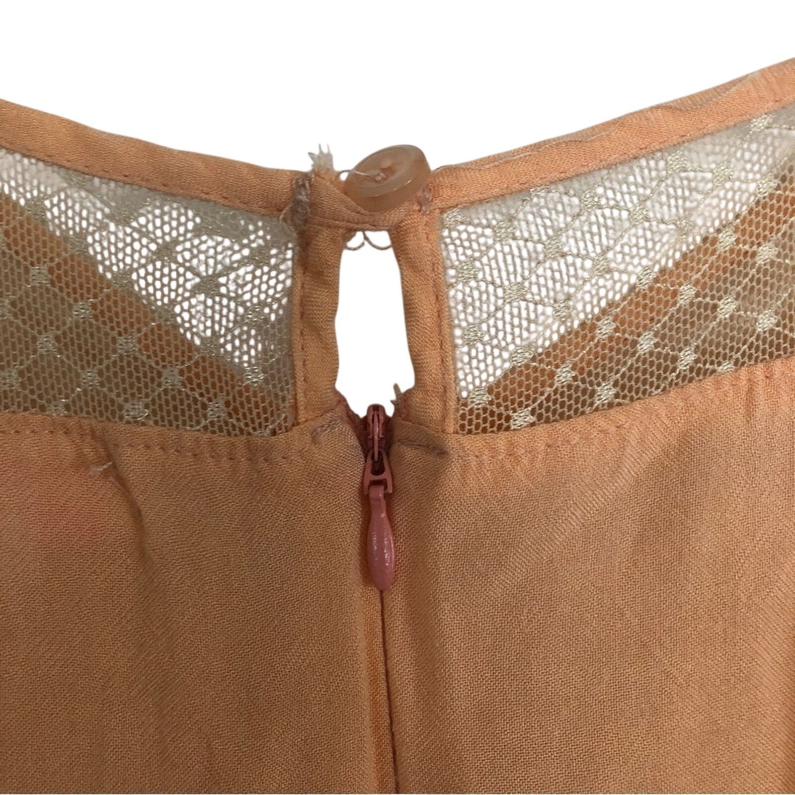 Other Vintage Nameless Peach Lightweight Delicate Lace Midi Dress Size S / US 4 / IT 40 - 8 Thumbnail
