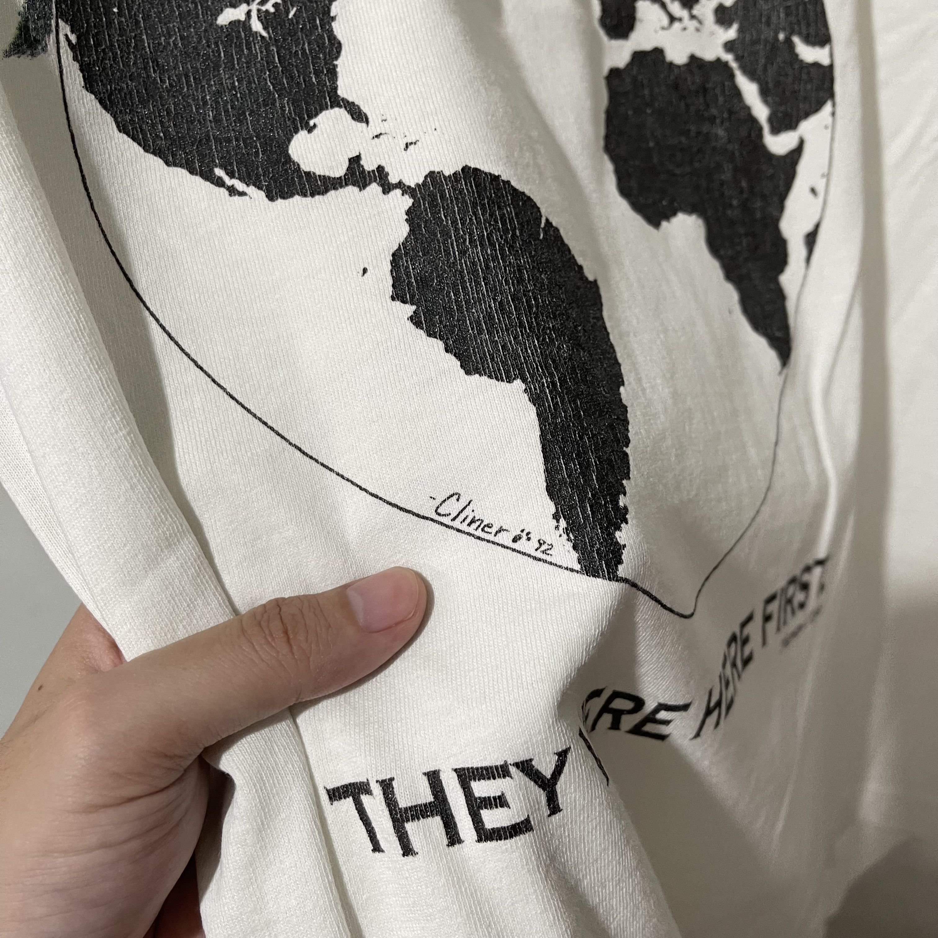 Vintage Vintage 1992 Human-i-Tees They Were Here First T-Shirt Size US XL / EU 56 / 4 - 3 Thumbnail