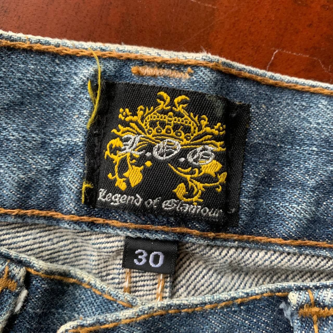 Japanese Brand Distressed Legend Of Glamour LOG Blue Denim Jeans Pants Y2K Size US 31 - 8 Thumbnail