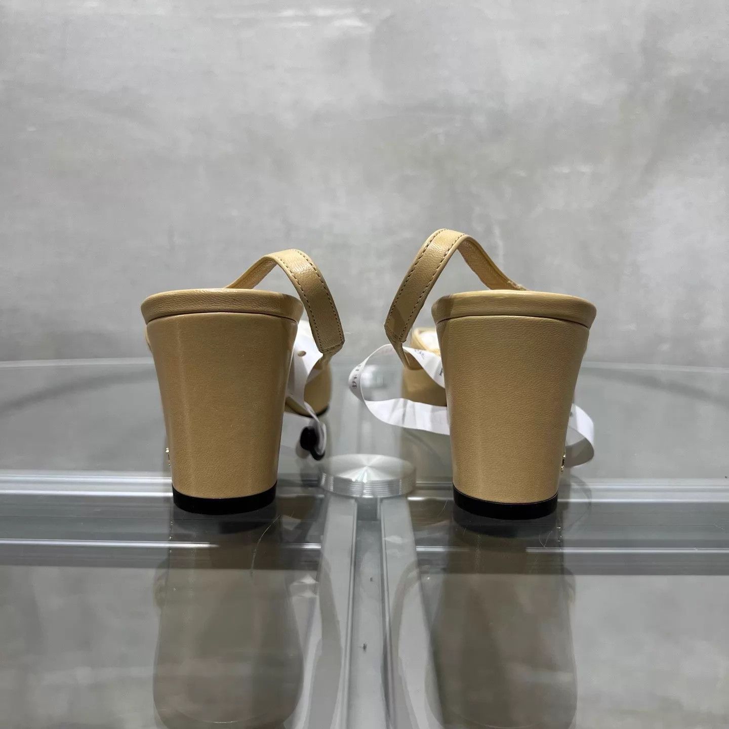 Chanel Chanel Beige Slingback Block Heel Sandals Size 37 Size US 6.5 / IT 36.5 - 6 Thumbnail
