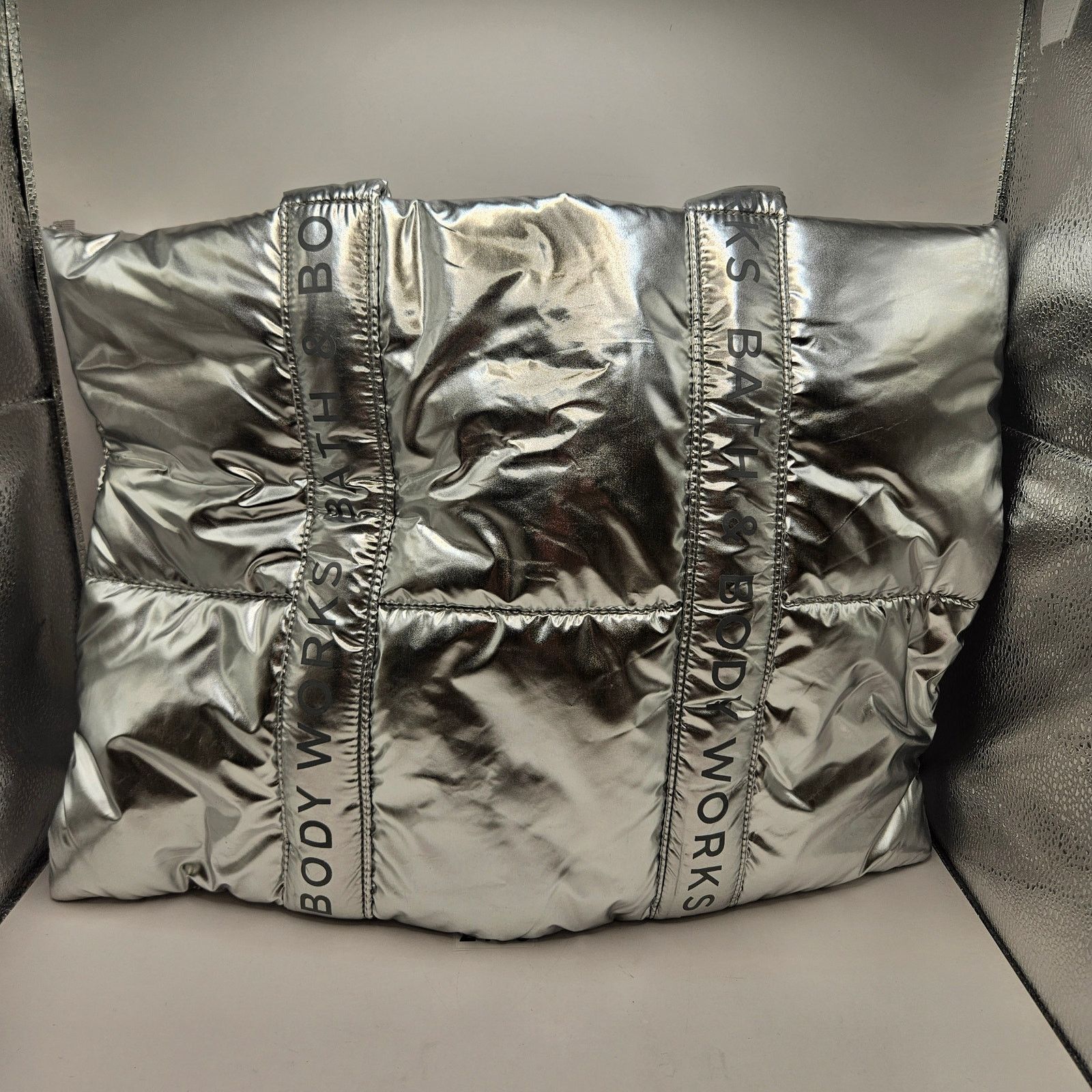 Other BATH & BODY WORKS QUILTED METALLIC CHROME TOTE NWT Size ONE SIZE - 2 Thumbnail