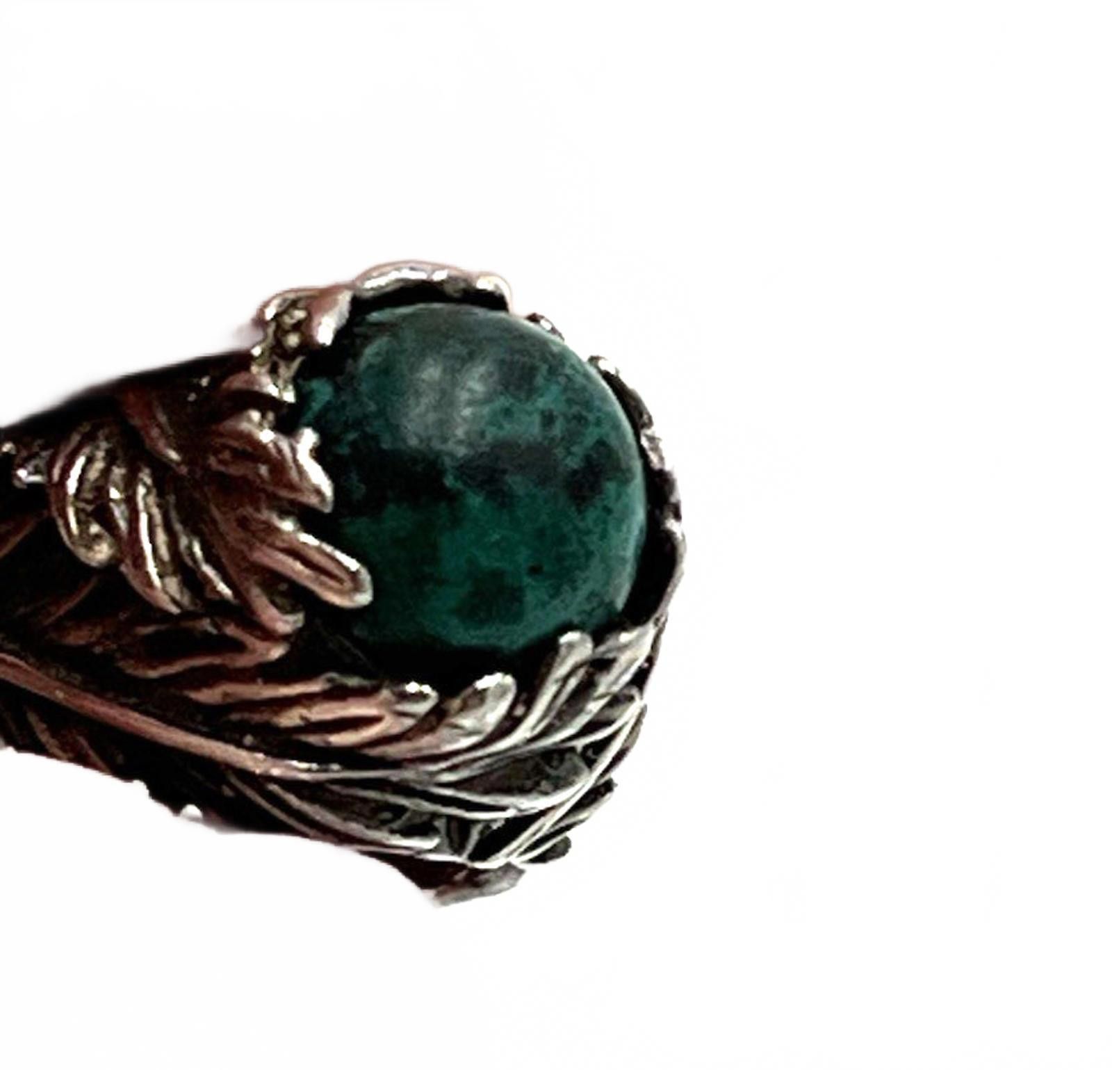 Other Sterling Silver Native Handcrafted Green Turquoise Ring Size ONE SIZE - 6 Thumbnail