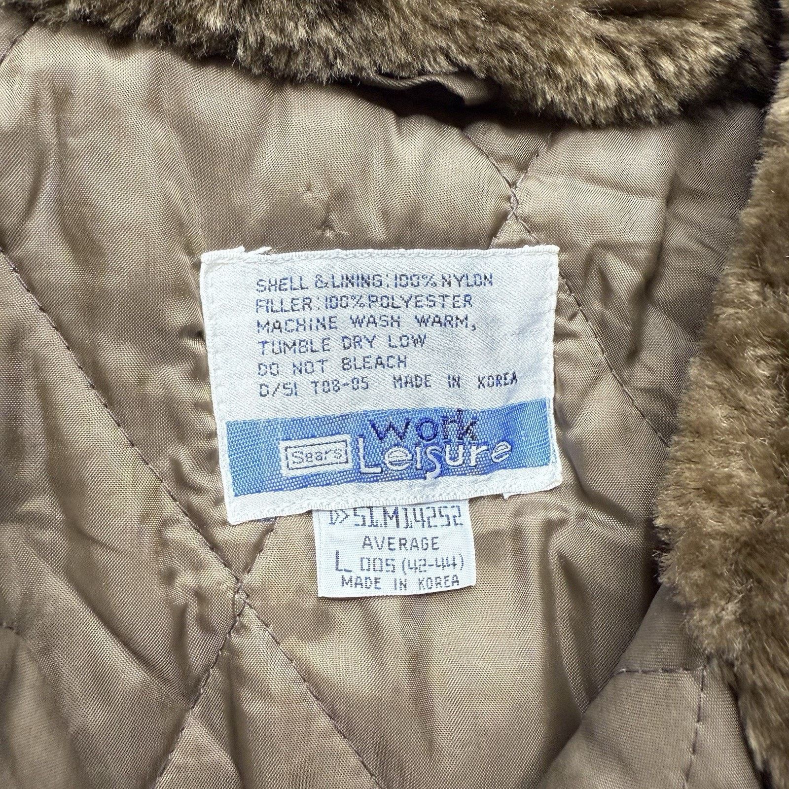 Sears Vtg Sears Work Bomber Flight Jacket Brown Faux Fur Collar Size US L / EU 52-54 / 3 - 5 Thumbnail