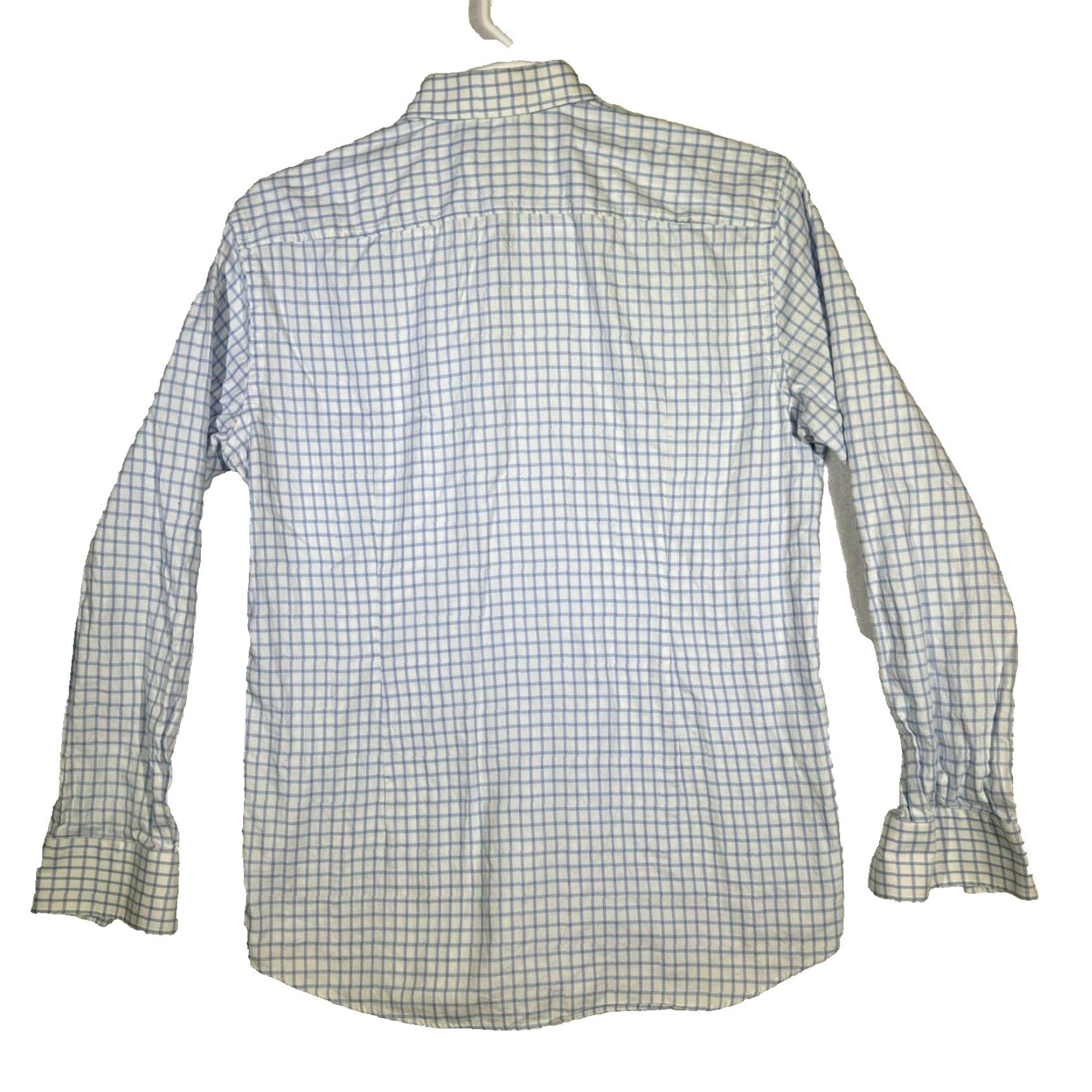Hugo Boss Hugo Boss Dress Shirt Blue White Check Slim Fit 17 / XL Button-Up French Cuff Mens Size 46R - 2 Thumbnail