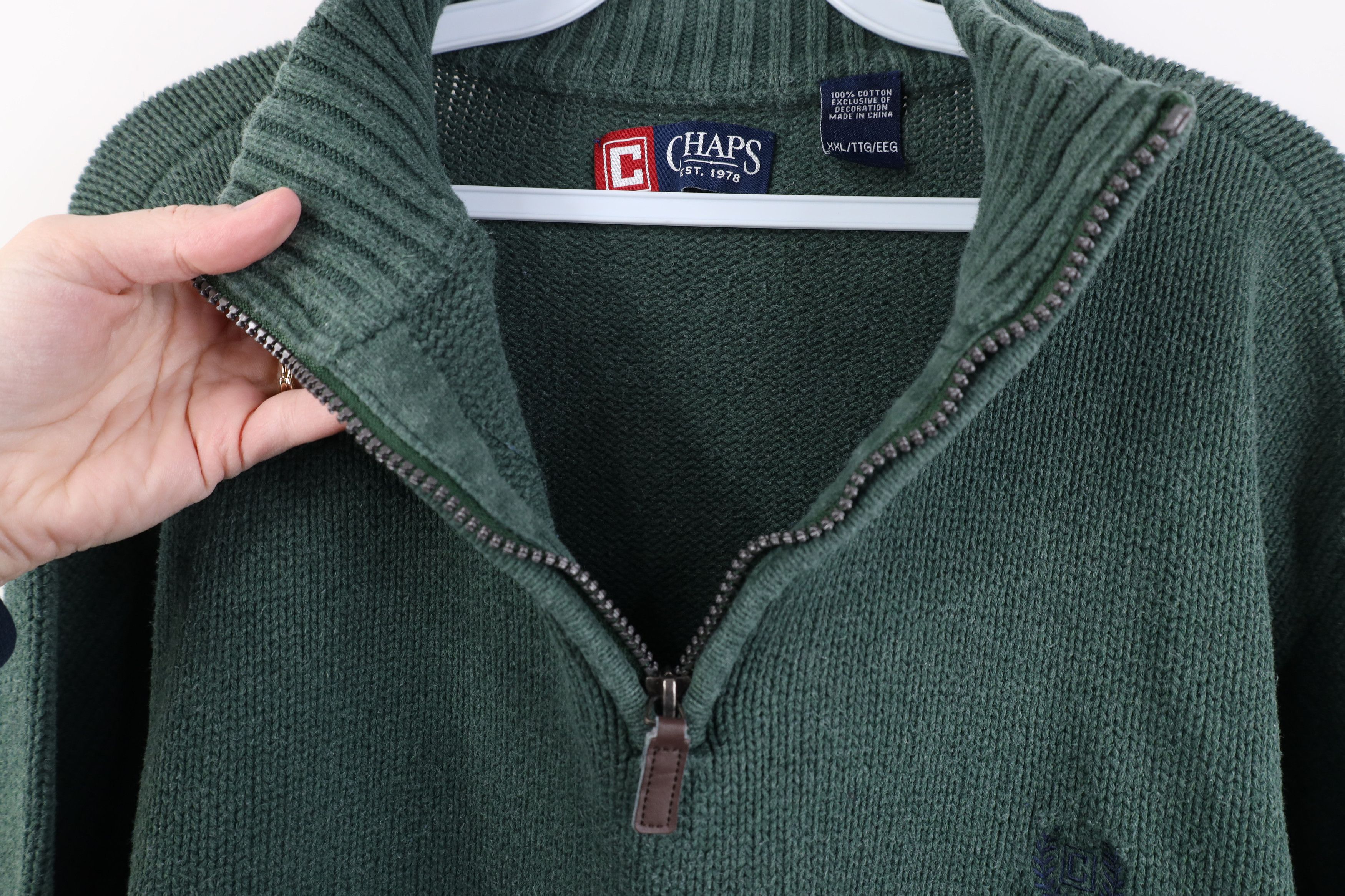 Chaps Vintage Y2K Chaps Ribbed Knit 1/4 Half Zip Sweater Green Size US XXL / EU 58 / 5 - 6 Thumbnail