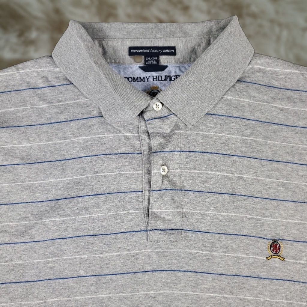 Tommy Hilfiger VINTAGE? No. Tommy Hilfiger Polo Shirt Mens 2XL Gray Striped Polo Casual Shirt 2XL Gray Mens Polo Size US XXL / EU 58 / 5 - 1 Thumbnail