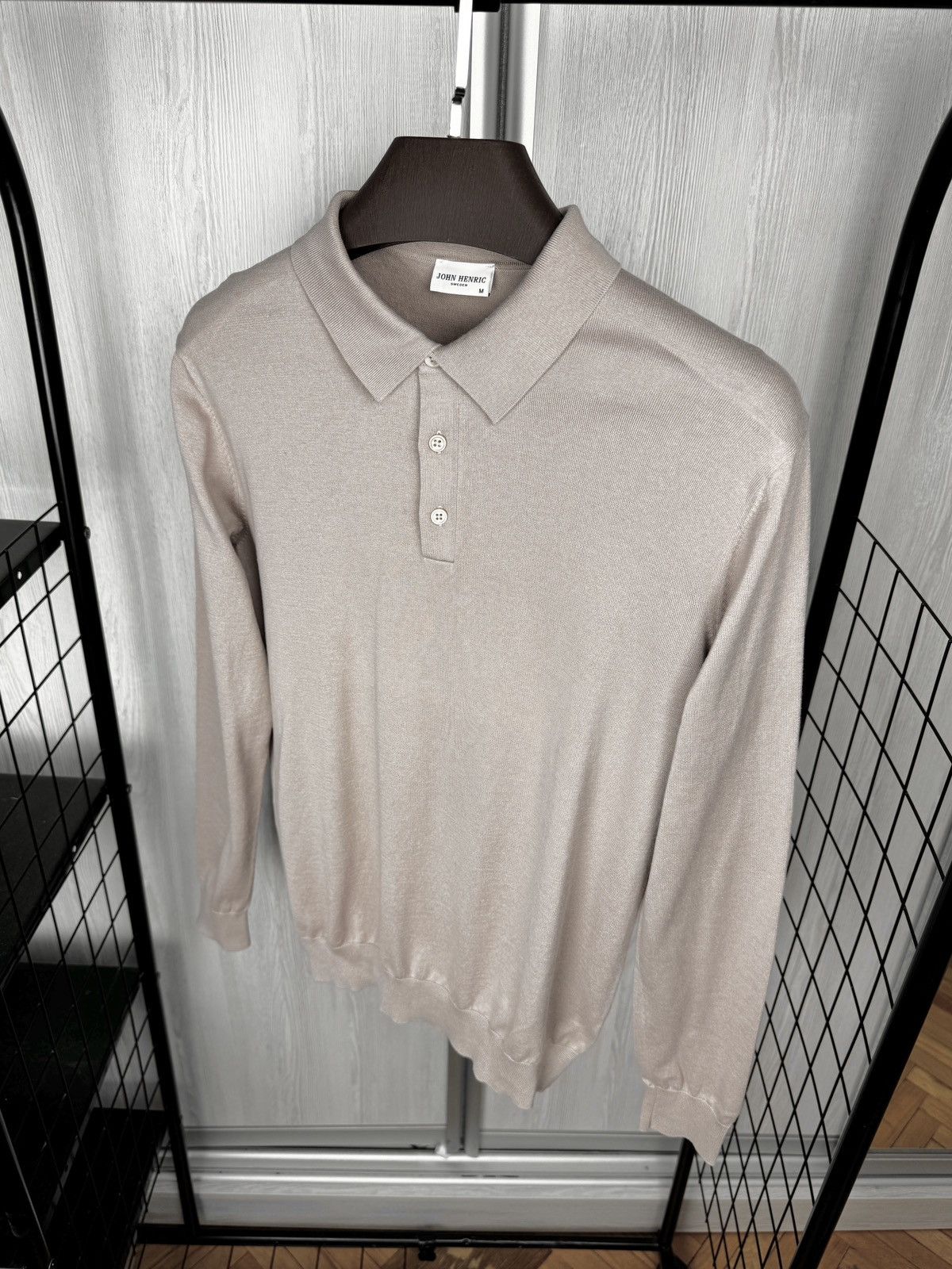 Other John Henric Sweden Cotton-Silk Knitted Long Sleeve Polo sz M Size US M / EU 48-50 / 2 - 6 Thumbnail