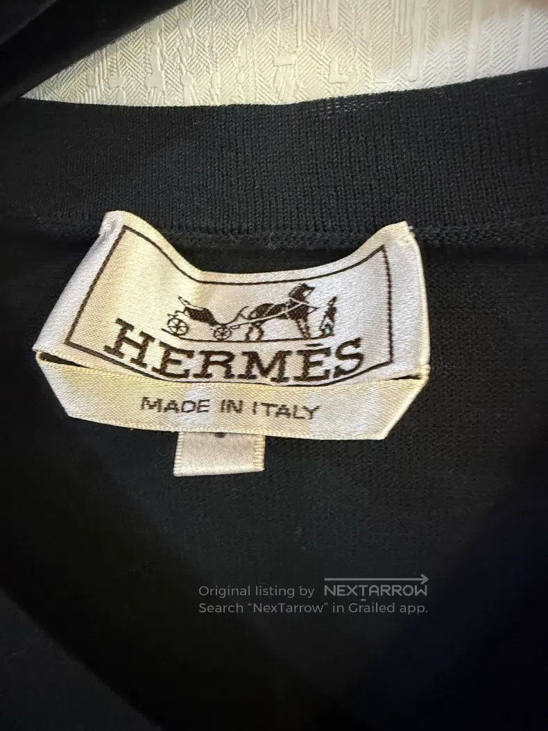 Hermes Hermes Black V-neck horizontal striped lustrous wool sweat Size US L / EU 52-54 / 3 - 3 Thumbnail