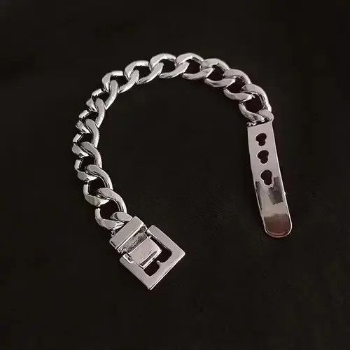 Jewelry Chrome Silver Belt Bracelet Goth God Pendant Chain Size ONE SIZE - 3 Thumbnail