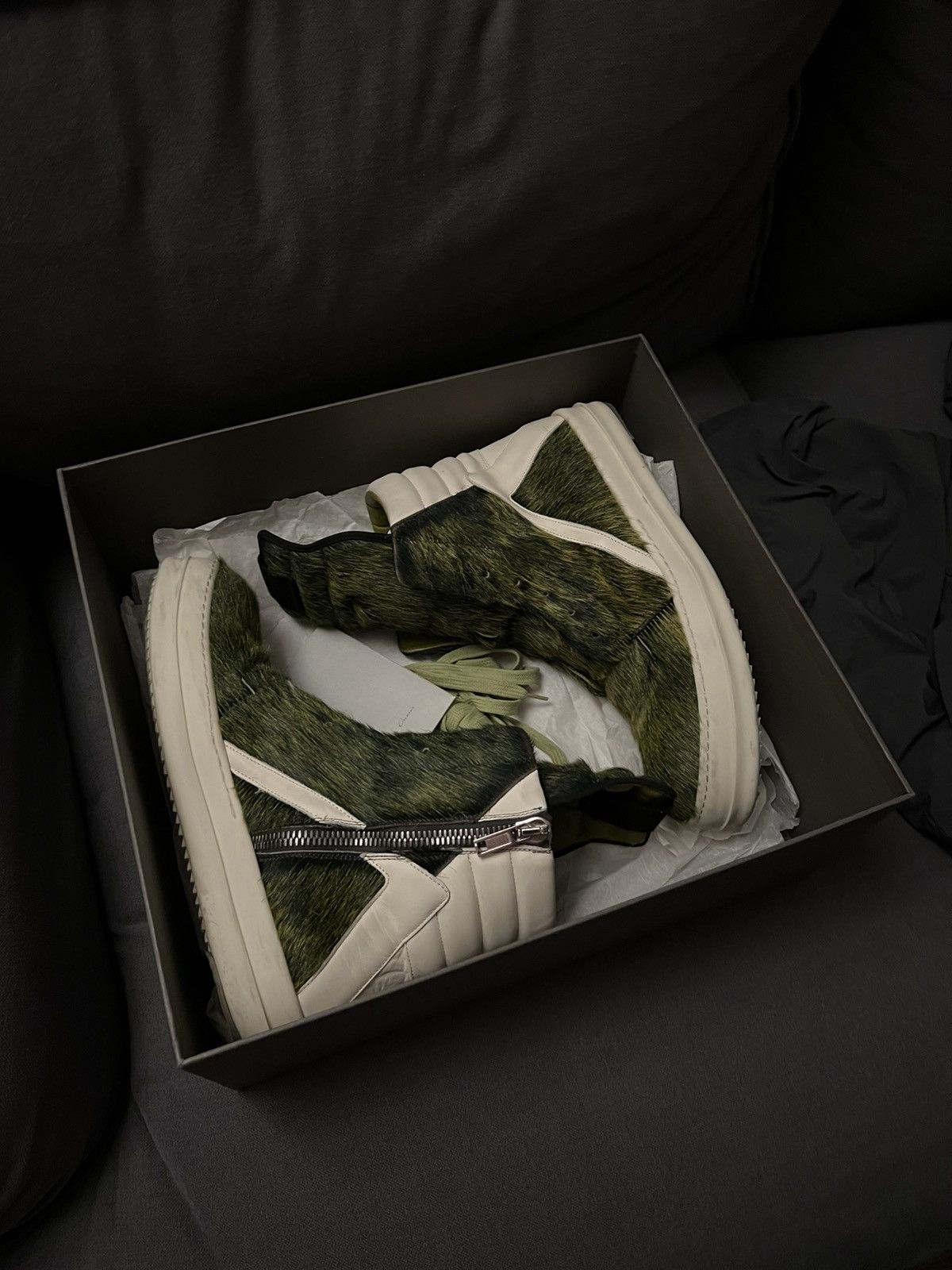 Rick Owens Rick Owens Pony Hair Geobasket Sneakers – Size 43 Size US 10 / EU 43 - 1 Thumbnail