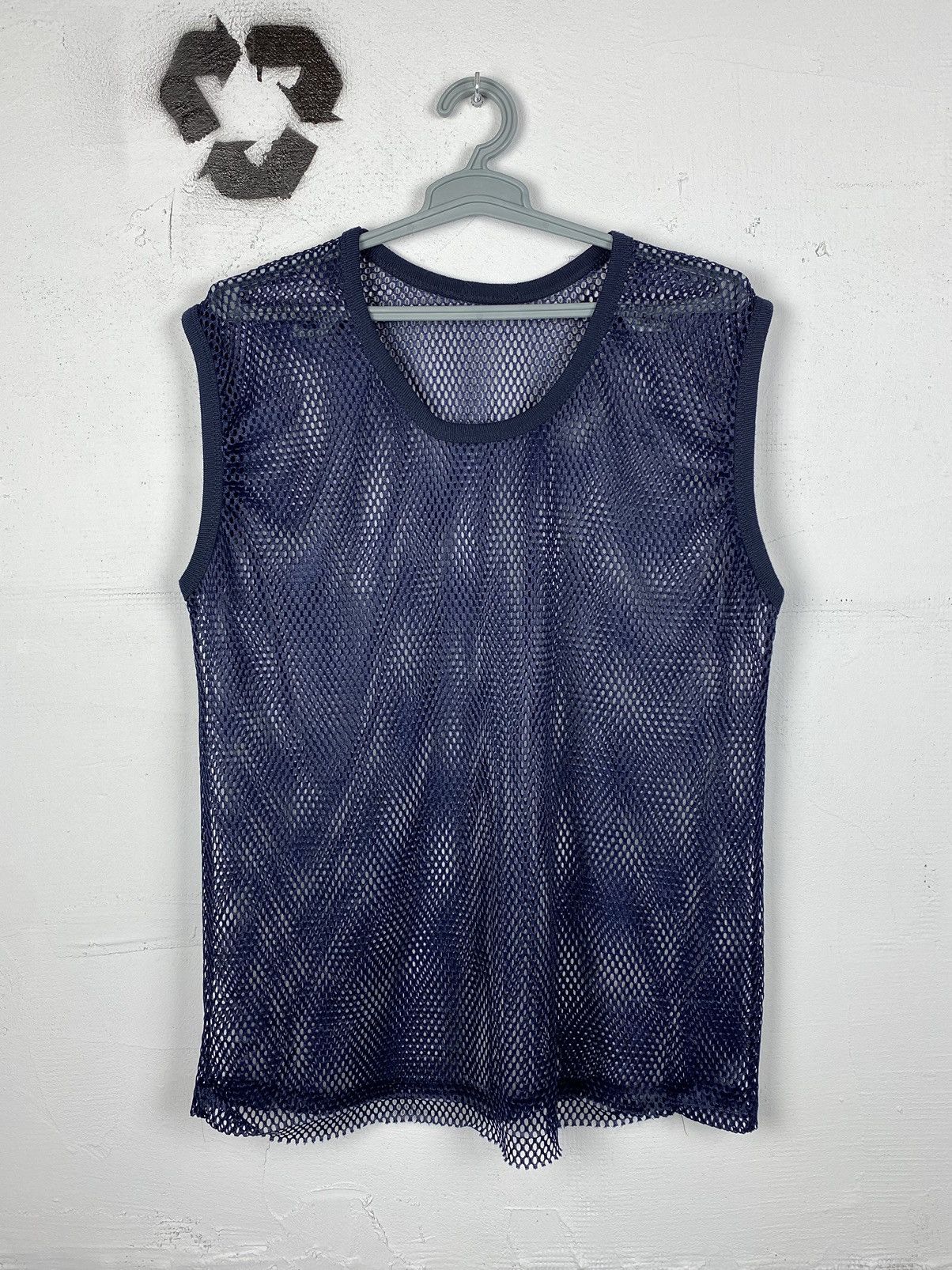 Pre-owned Avant Garde X Hysteric Glamour Vintage 80's Y2k Mesh Tank Top Jersey In Navy