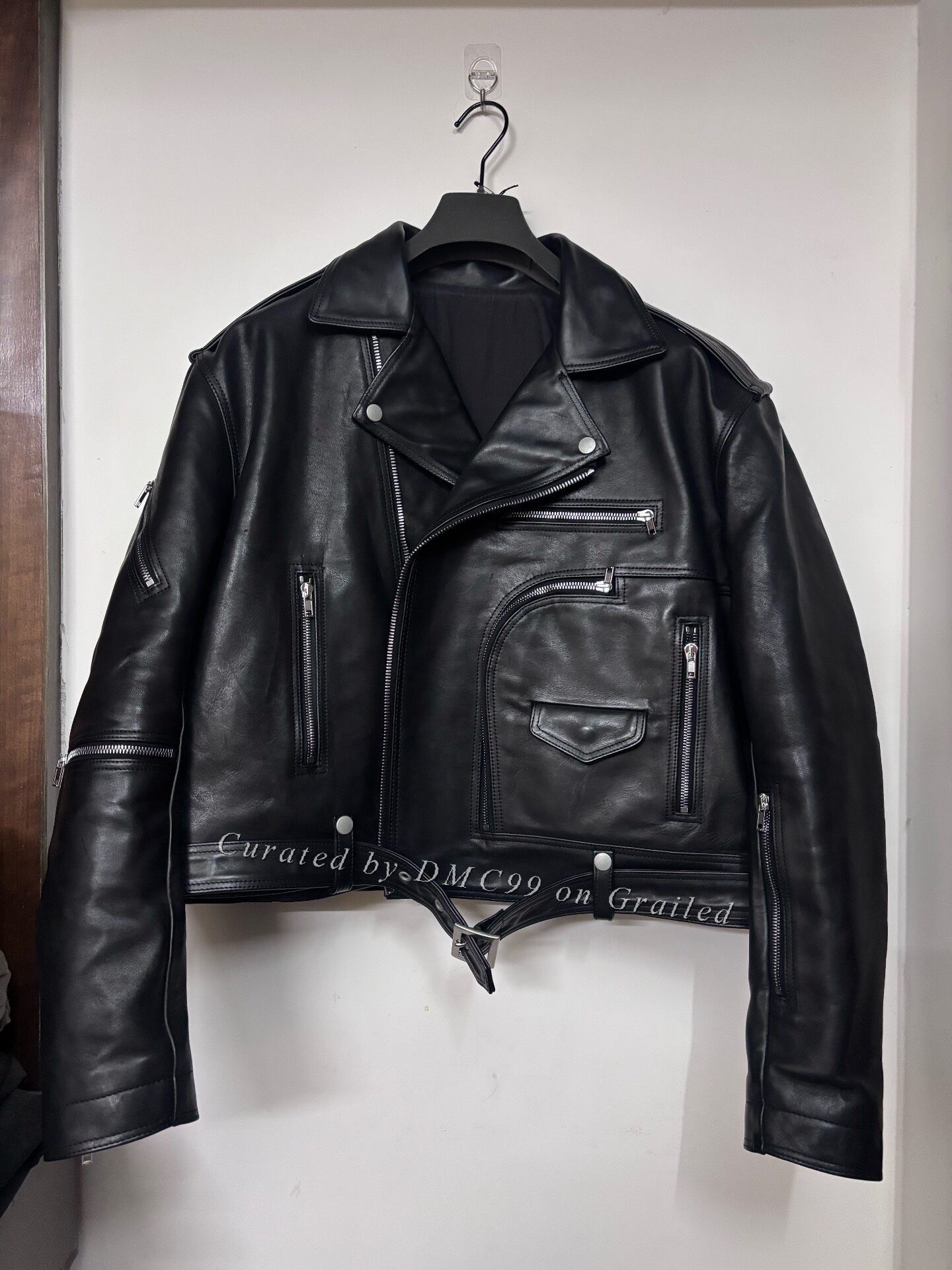 Rick Owens Rick Owens Micro Cropped Black Leather Biker Jacket