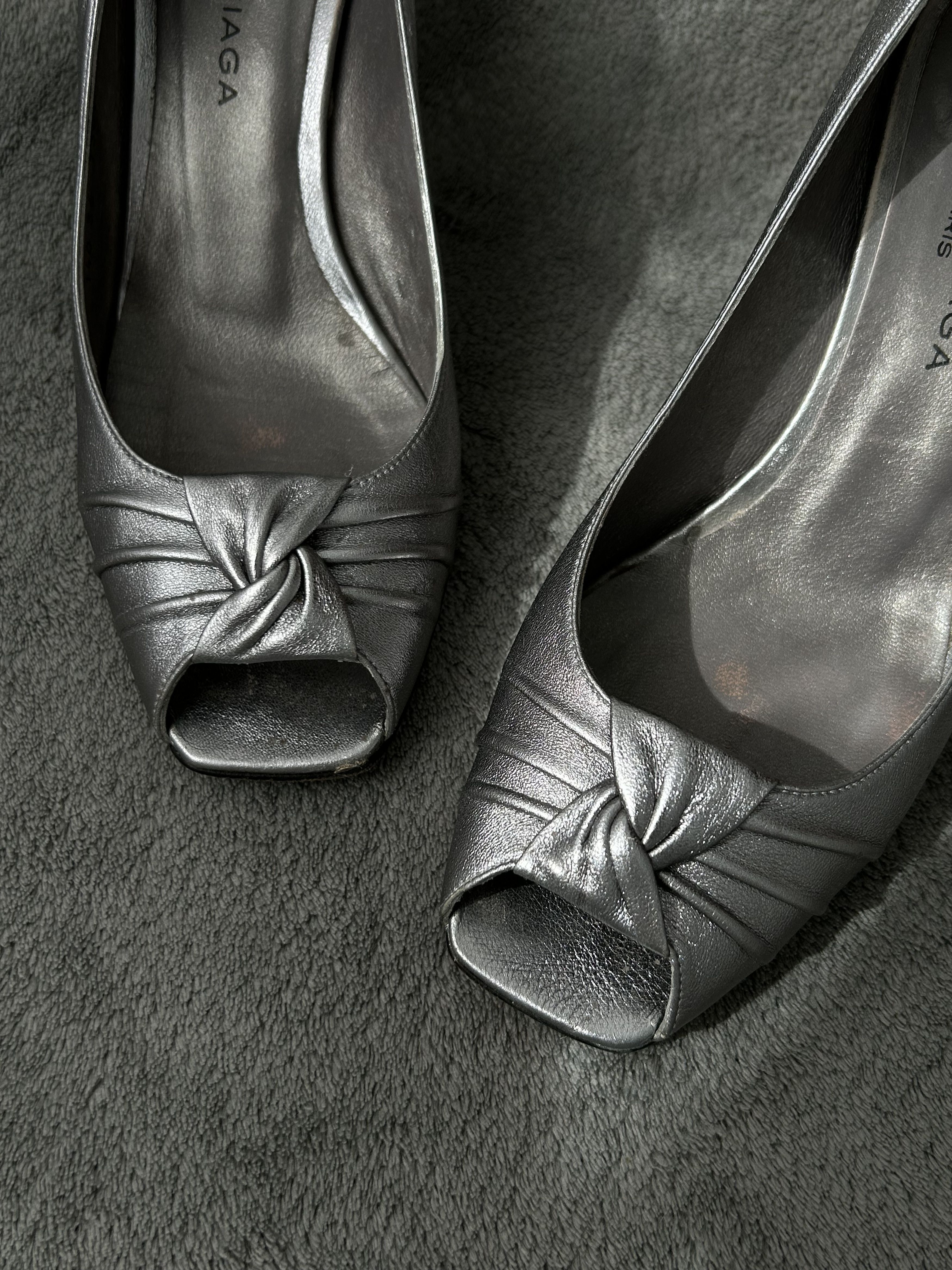 Balenciaga Balenciaga Paris Metallic Leather Peep-Toe Heels Size US 6 / IT 36 - 3 Thumbnail