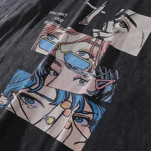 Anime × Japanese Brand Anime Eyes Black Printed T-shirt Tee Short Sleeve Size US M / EU 48-50 / 2 - 4 Thumbnail