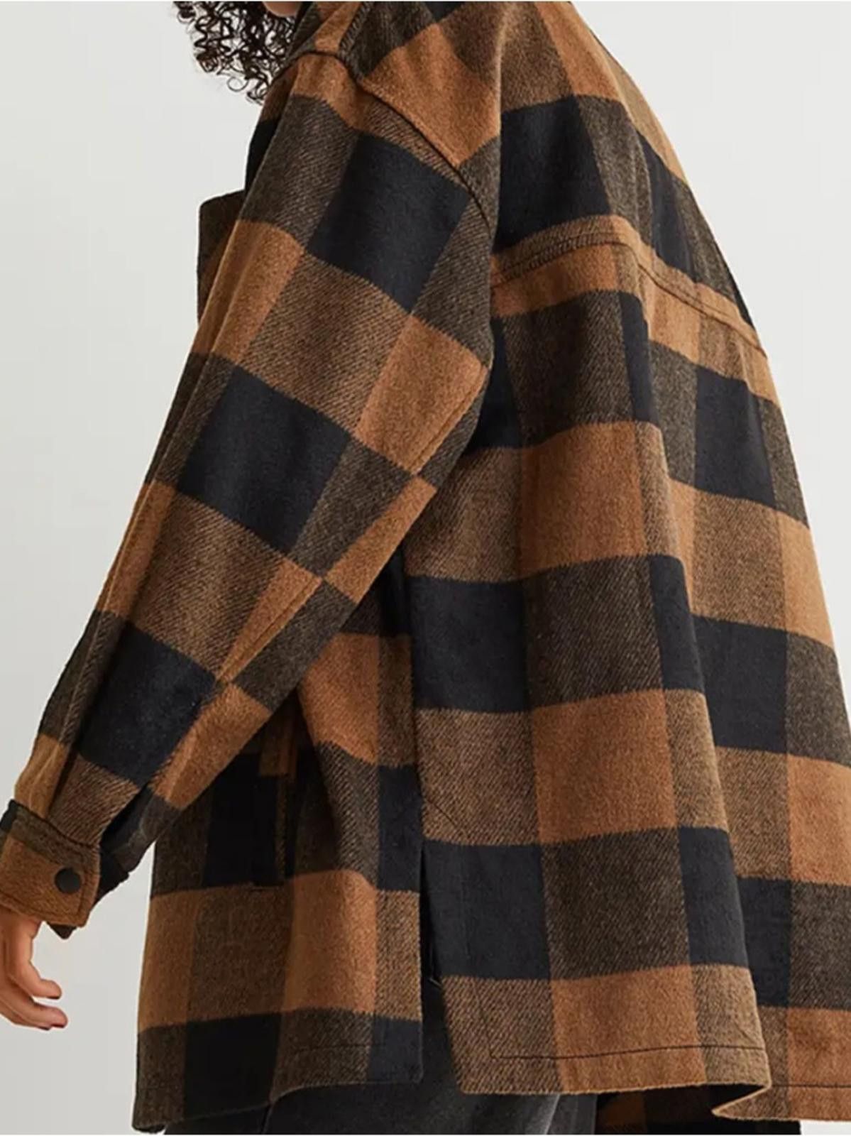 H&M H&M / Oversized Buffalo Plaid Shacket Jacket / Brown Black Size S / US 4 / IT 40 - 2 Thumbnail