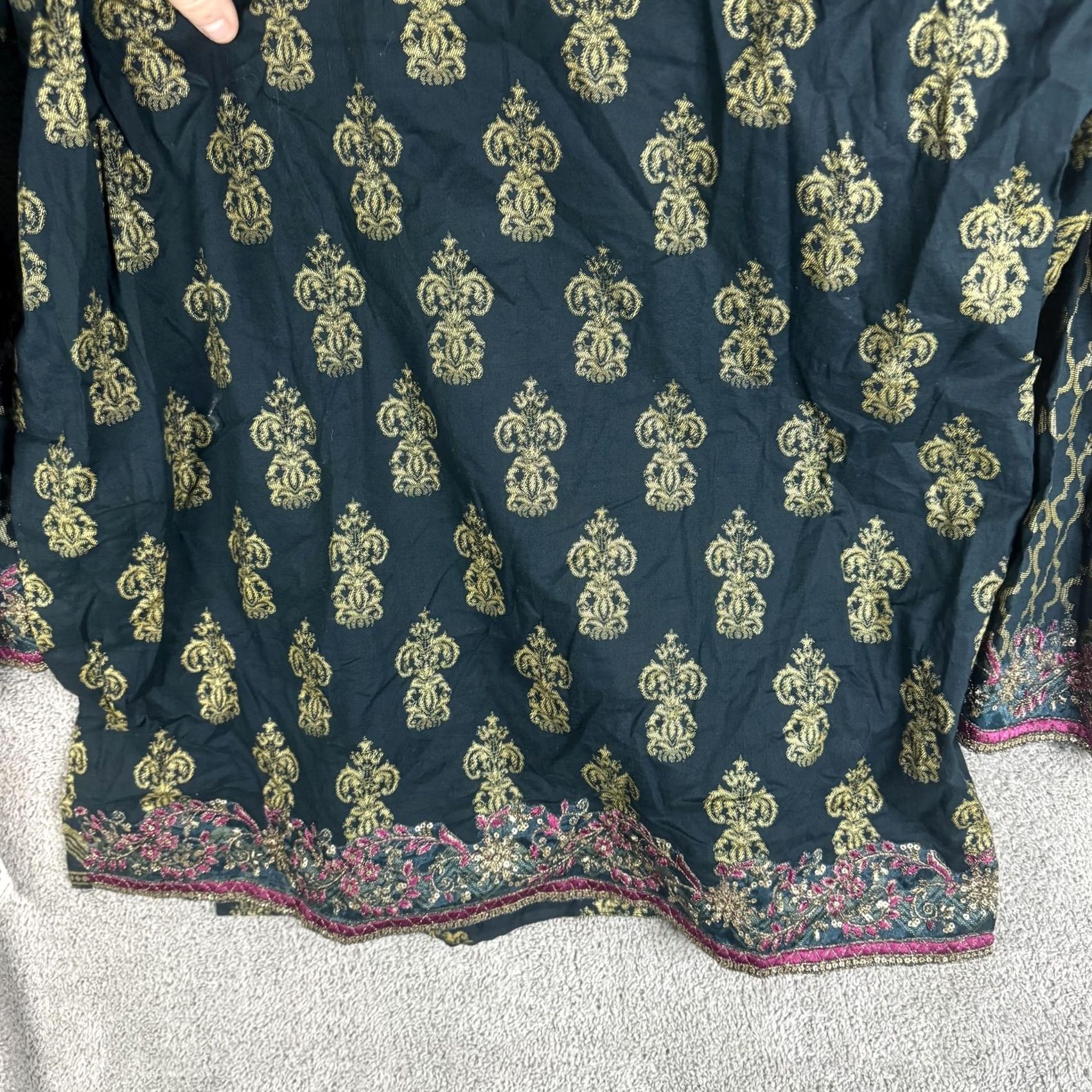 Palace Roop Sari Palace Kaftan Dress Womens 48 Green Embroidered Paisley Tunic Kurti Dressy Party/Cocktail Wedding Long Sleeve Round Neck Vintage: No, N/A Size XL / US 12-14 / IT 48-50 - 5 Thumbnail