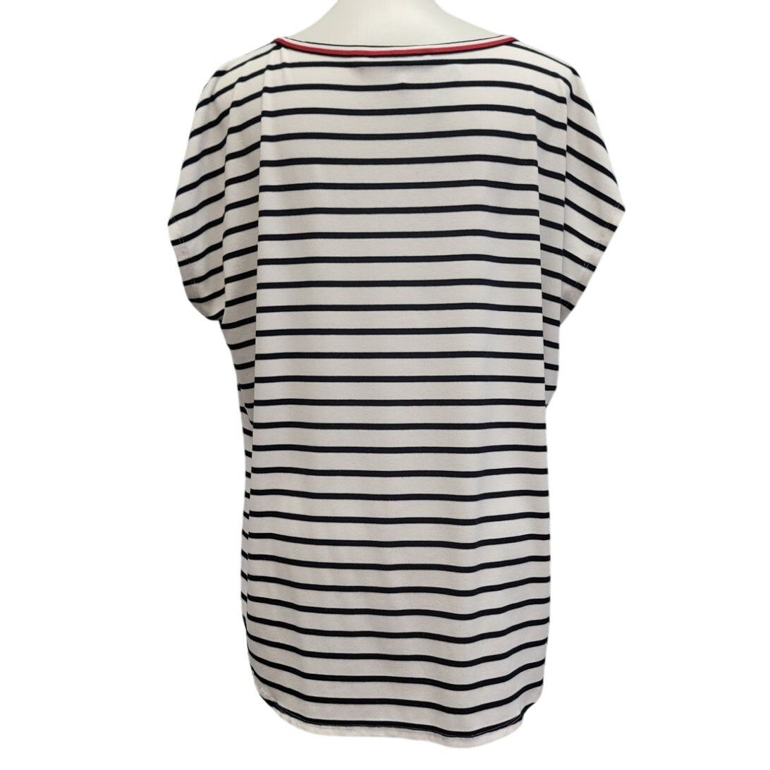 Tommy Hilfiger Hand Printed Womens XL Girl Mom Era Striped Short Sleeve Tee Size XL / US 12-14 / IT 48-50 - 4 Thumbnail