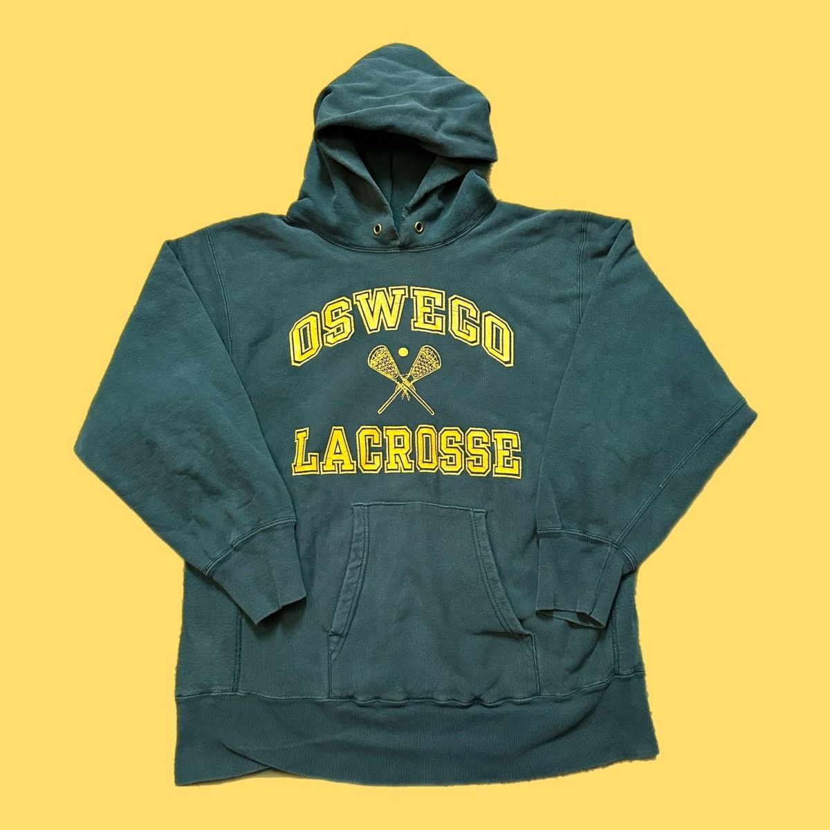 Image of Vintage Oswego Lacrosse Champion Reverse Weave Warmup Hoodie in Green, Men's (Size XL)