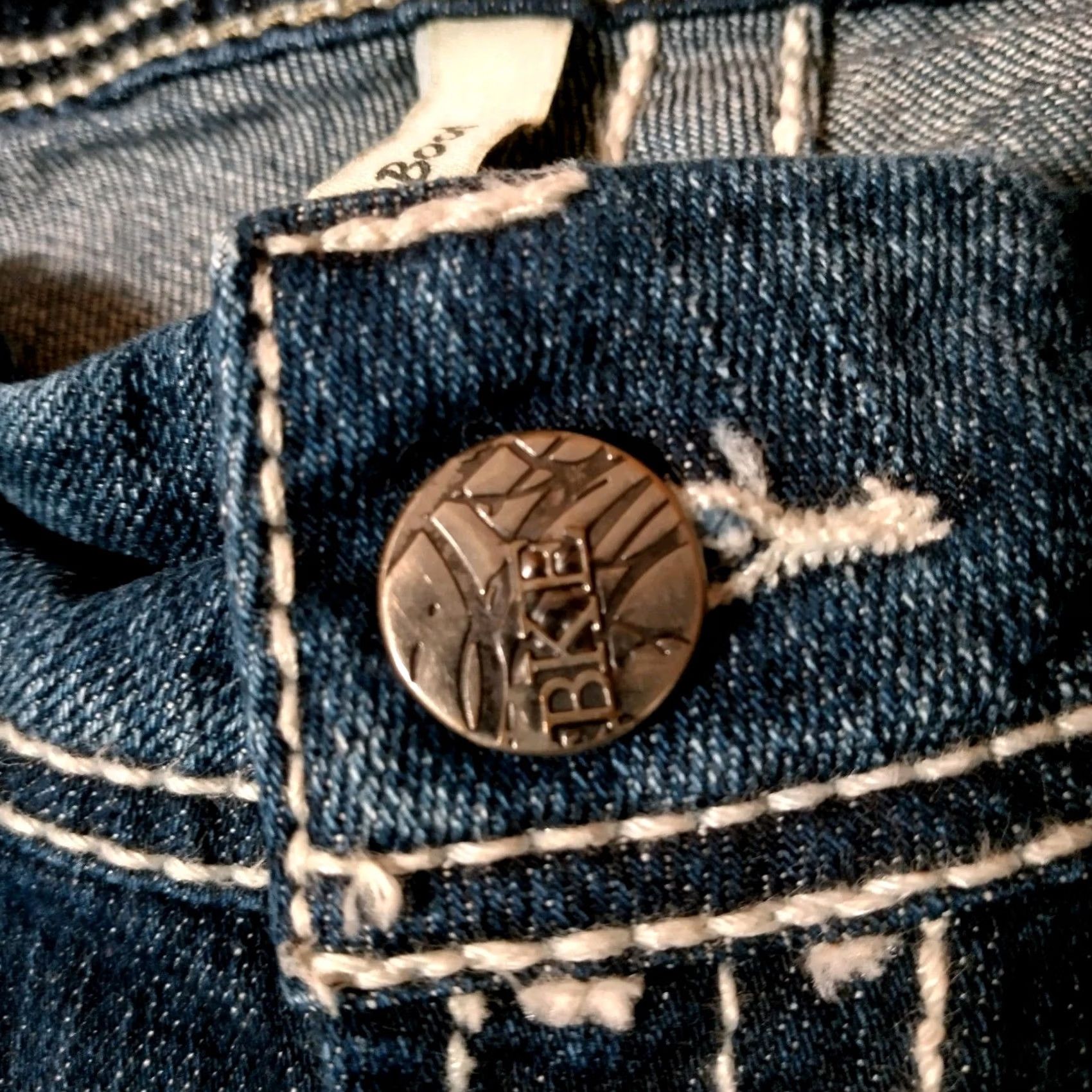 BKE BKE Jeans Woman 32L Denim Bootcut Regular 5-Pocket Blue Whiskering White Stitching Dark Wash Distressed look - Buckle Bke Payton Size 24" / US 00 / IT 34 - 7 Thumbnail