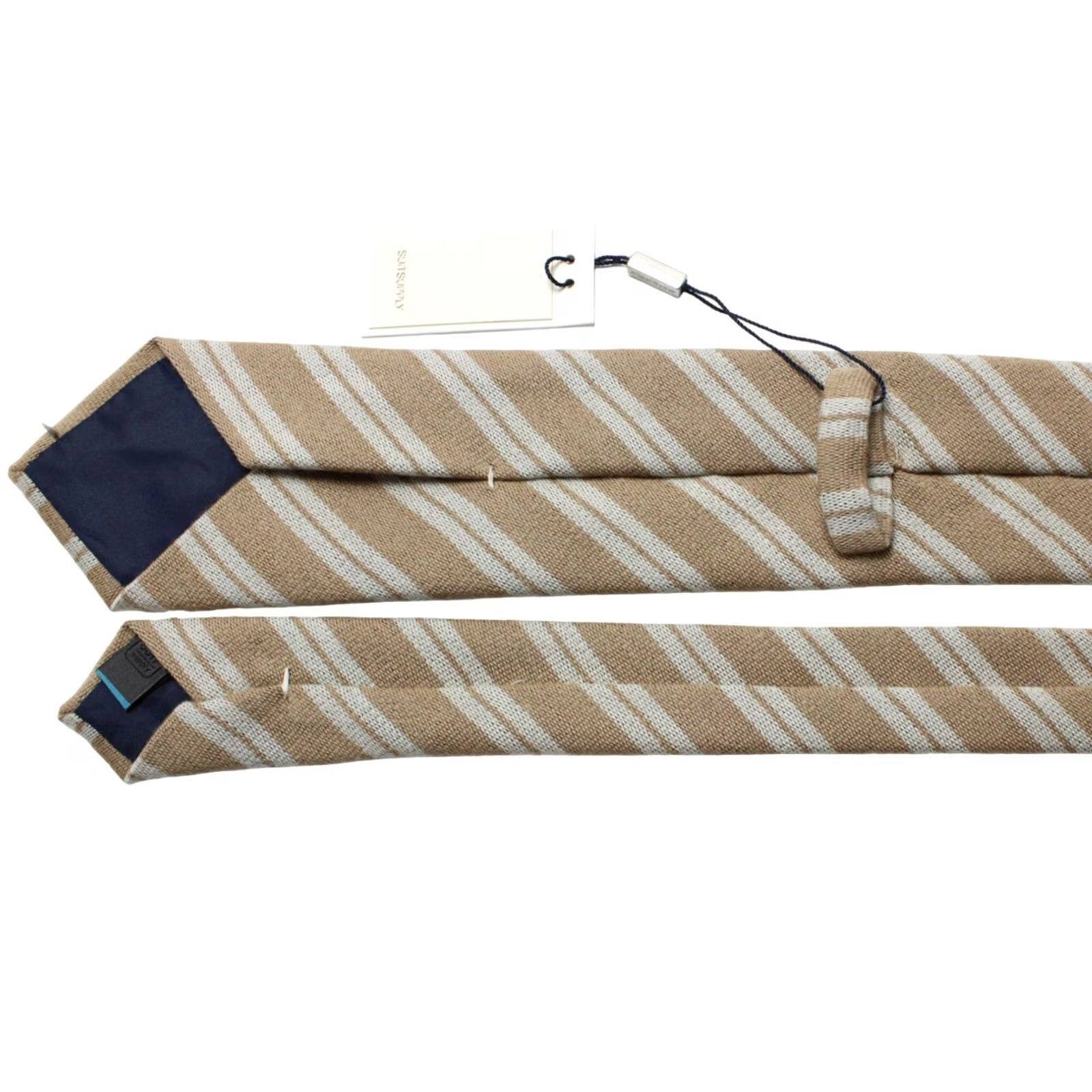 Suitsupply Suitsupply Tie Men's 150 X 8 CM Wool & Silk Striped Pointed Tied Brown White Tie Men Formal Business Multicoloured Patterned Classic Weekday Mens Size ONE SIZE - 4 Thumbnail