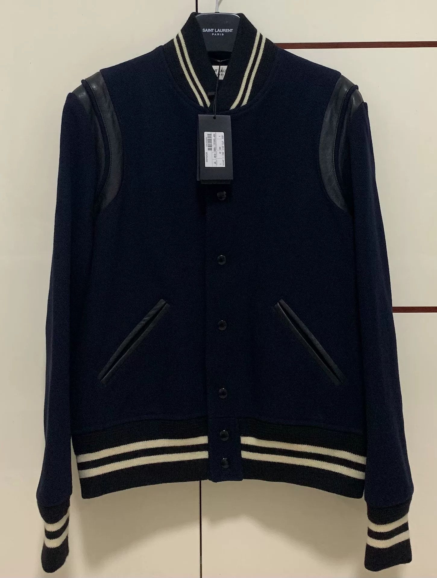 Saint Laurent Blue Wool Baseball Jacket
