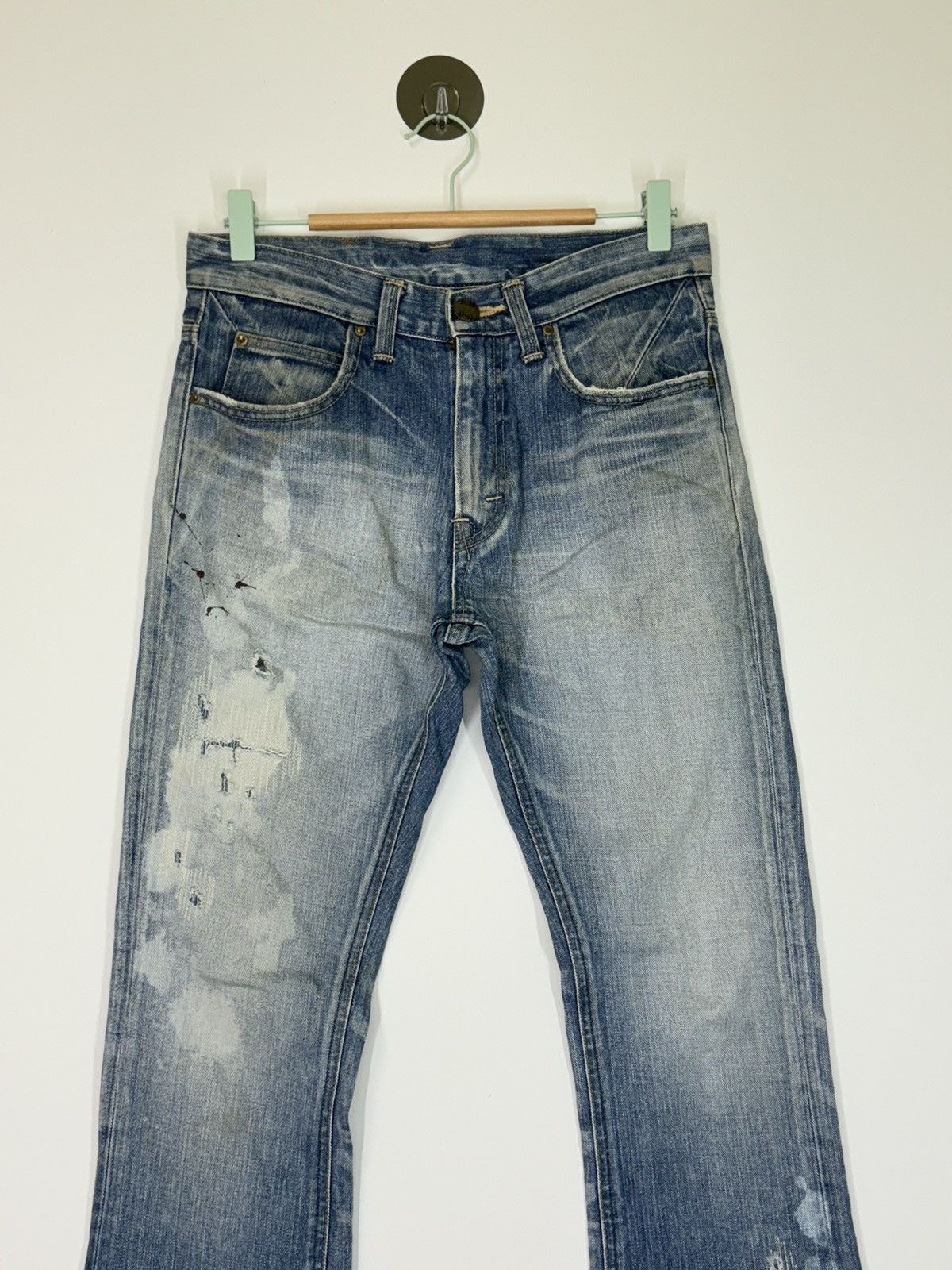 If Six Was Nine × Lee × Vintage Flare Lee Raider Muddy Acid Wash Boot Cut Style Denim Size US 29 - 4 Thumbnail