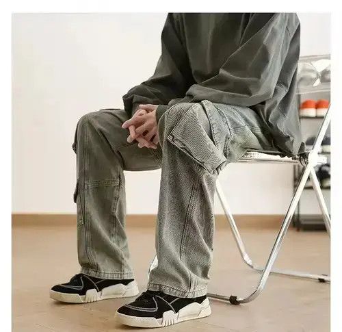 Other Casual Pocket Cargo Pants Straight Trousers Baggy Jeans Size US 32 / EU 48 - 1 Thumbnail