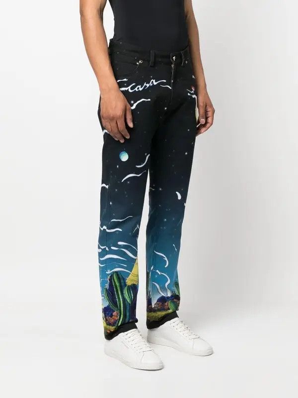 Casablanca o1mle0326 Printed Straight Leg Jeans Cowboy De in Multicolor Size US 32 / EU 48 - 3 Thumbnail
