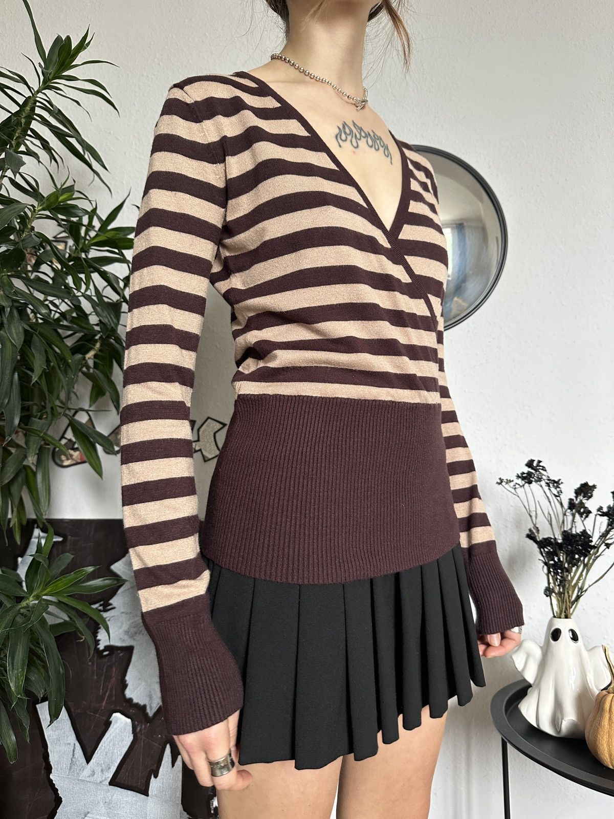 Japanese Brand × Seditionaries Striped Waist Stitch Wrapped Office Siren Pullover Sweater Size S / US 4 / IT 40 - 8 Thumbnail