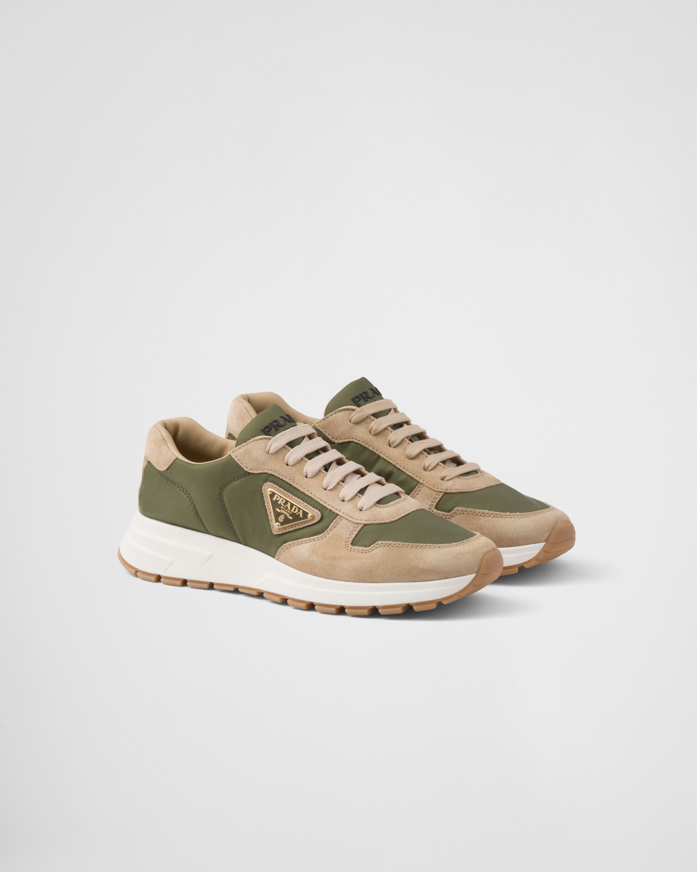 Prada o1mt1gz0325 Suede And Re-Nylon Sneakers in Green/Beige Size US 8.5 / EU 41-42 - 1 Thumbnail