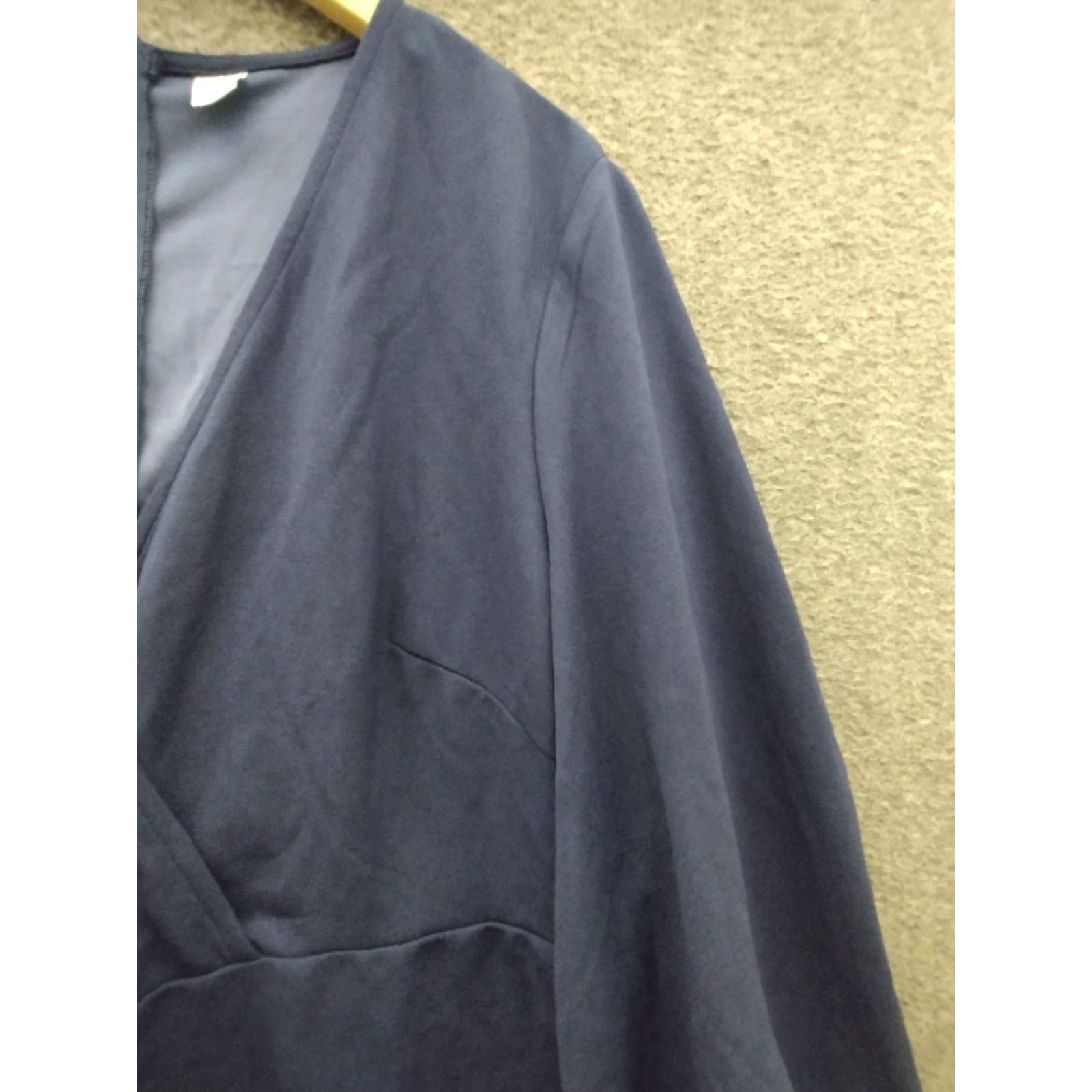 Vintage Women's Sheath Dress 2XL Navy Blue V-Neck 3/4 Sleeve Casual Size XXL / US 16-18 / IT 52-54 - 7 Thumbnail
