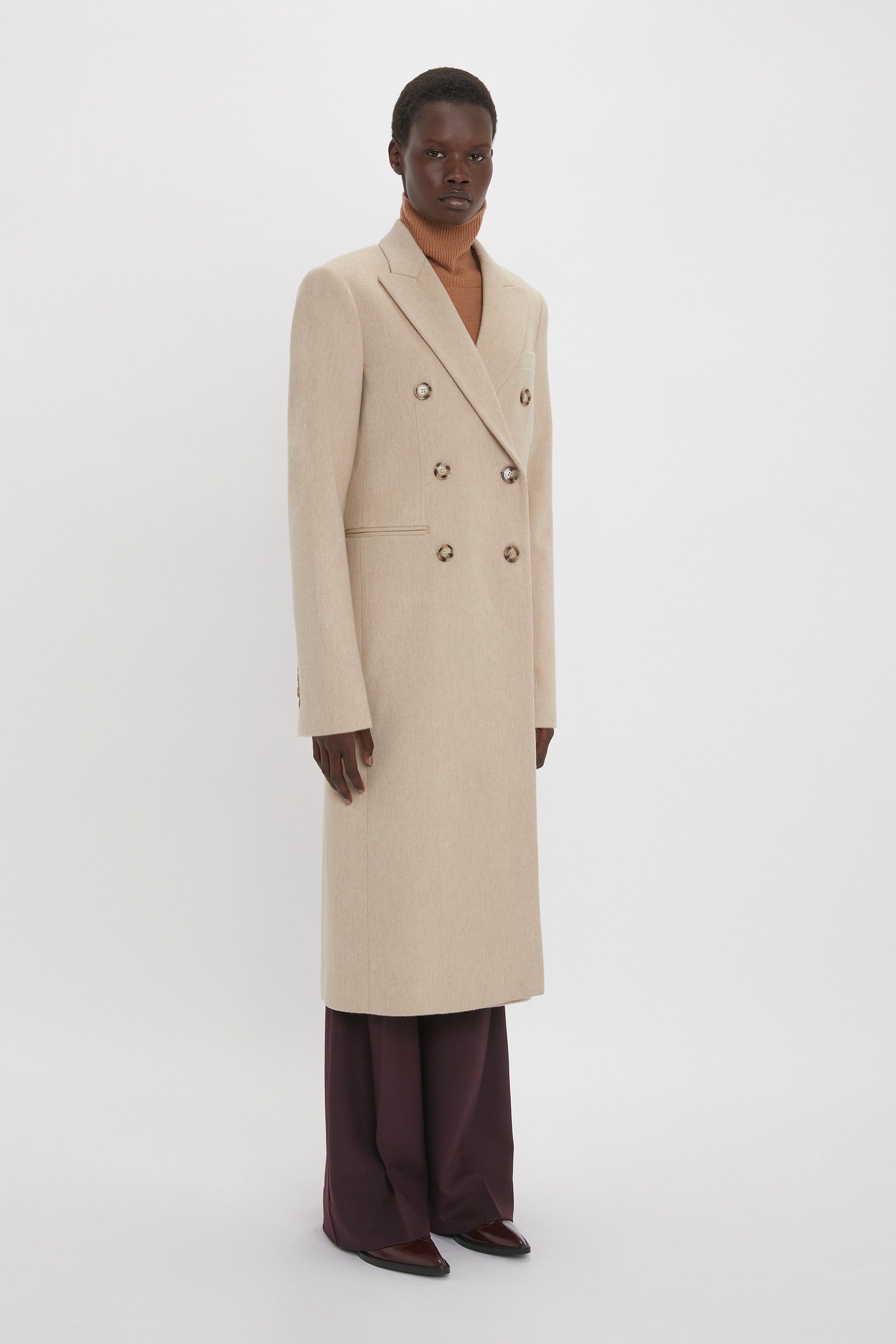 Victoria Beckham o1mle0525 Tailored Slim Coat In Bone Size L / US 10 / IT 46 - 3 Thumbnail