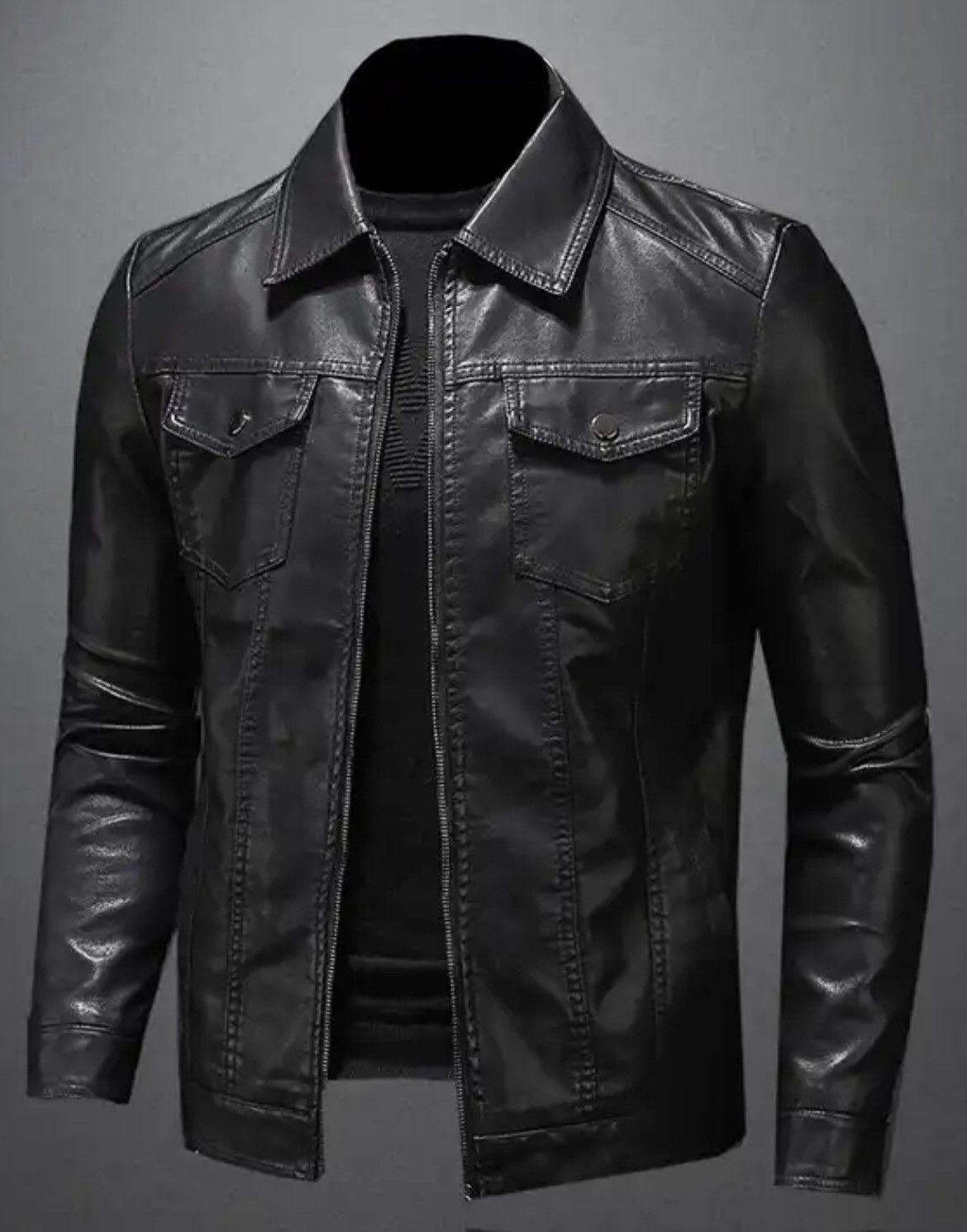 Japanese Brand Men’s Slim Fit Motorcycle Leather Jacket Size US M / EU 48-50 / 2 - 3 Thumbnail