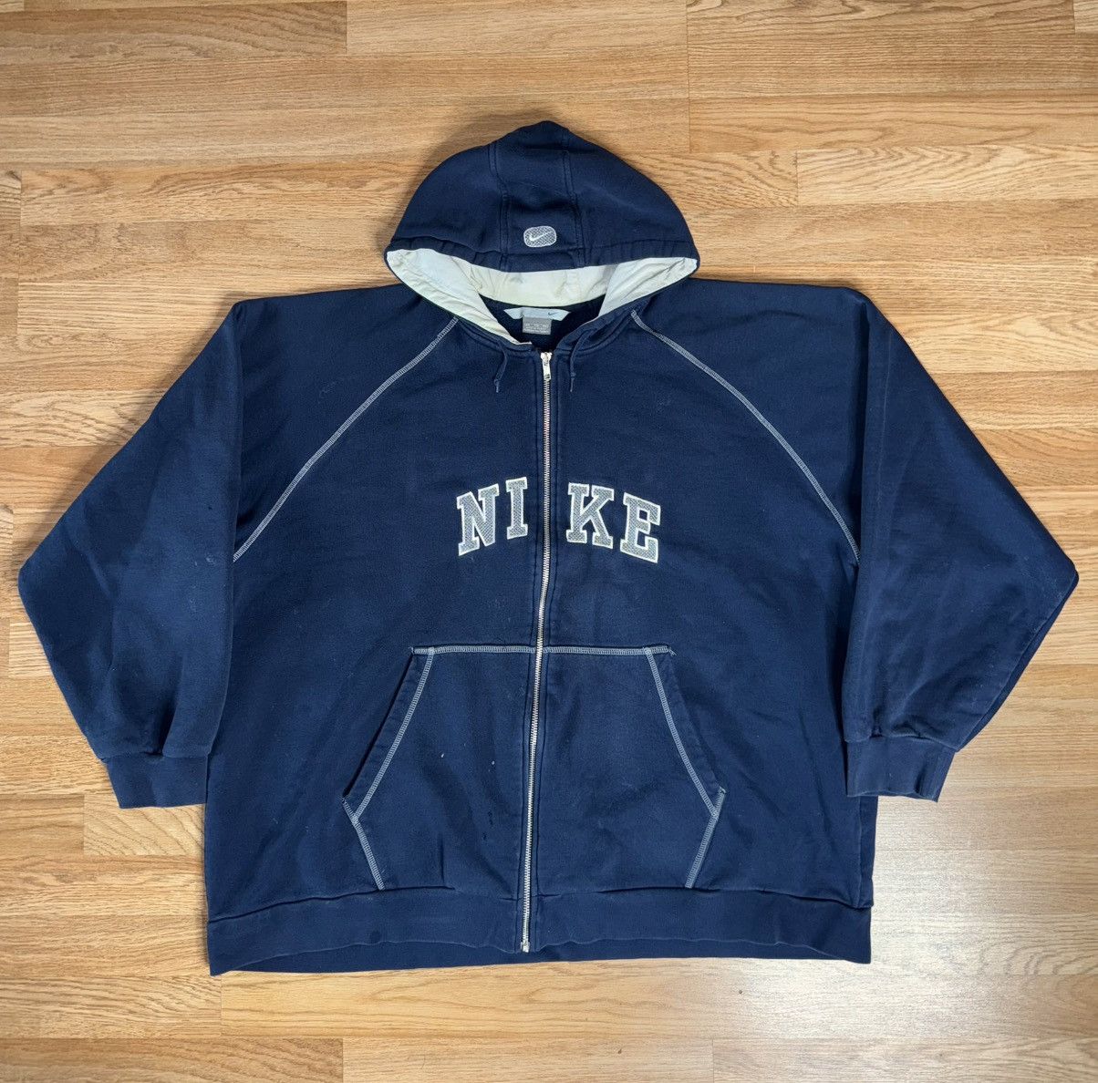 Nike Vintage 2000s Silver Tab Nike Navy Full Zip Up XXL Size US XXL / EU 58 / 5 - 1 Thumbnail