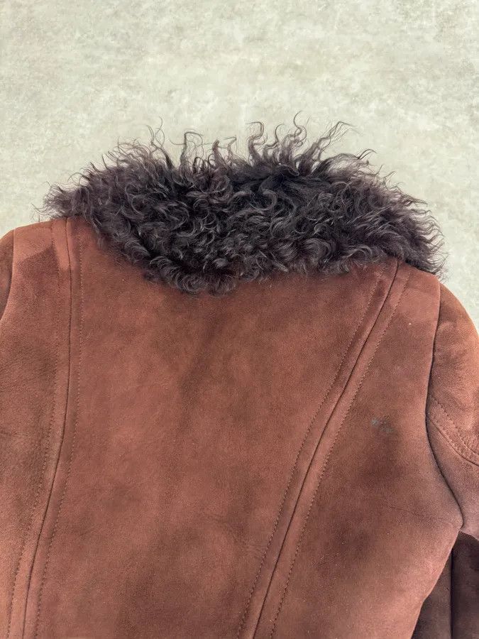 Gucci 2000s Gucci Brown Shearling Leather Buttoned Jacket Size S / US 4 / IT 40 - 8 Thumbnail
