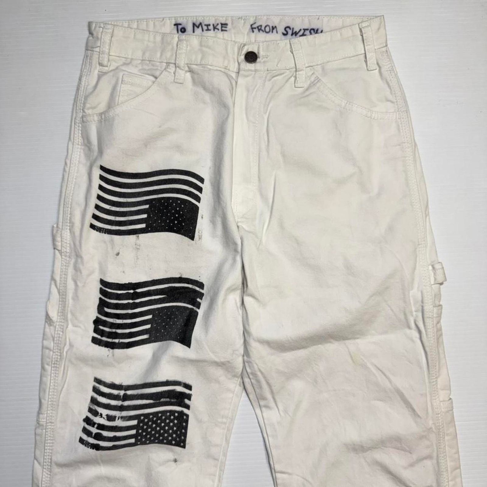 Dickies Men’s dickies pants custom 3 American flag stencils 31x30 Size US 31 - 3 Thumbnail