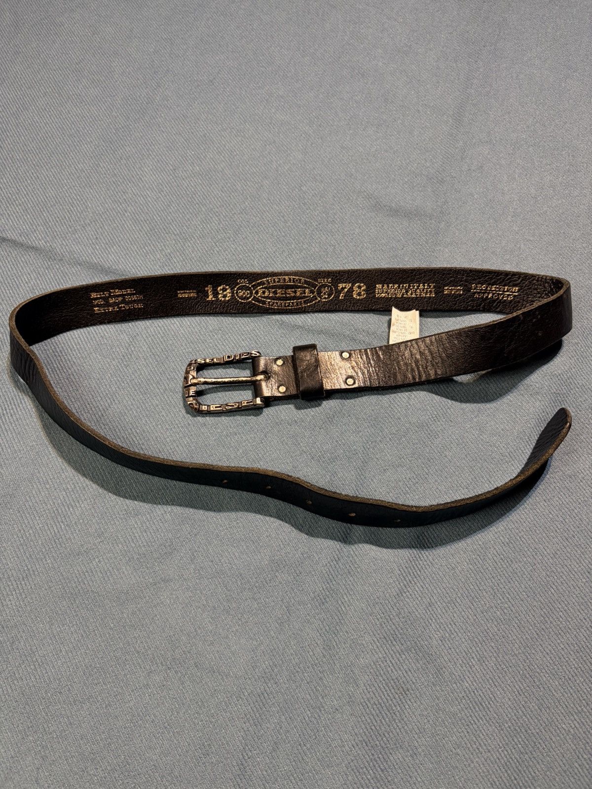 Diesel Y2K Diesel Engraved Logo Buckle Black Dip Brass Belts Size ONE SIZE - 2 Thumbnail